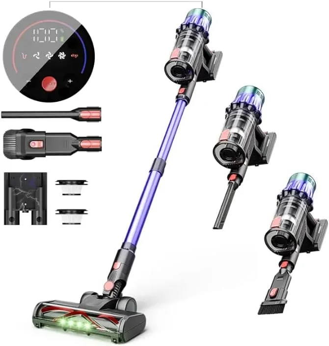 جاروبرقی شارژی 7*باتری با فیلتر هپا - مکش قوی 45 دقیقه ای قابل حمل برای کف سخت