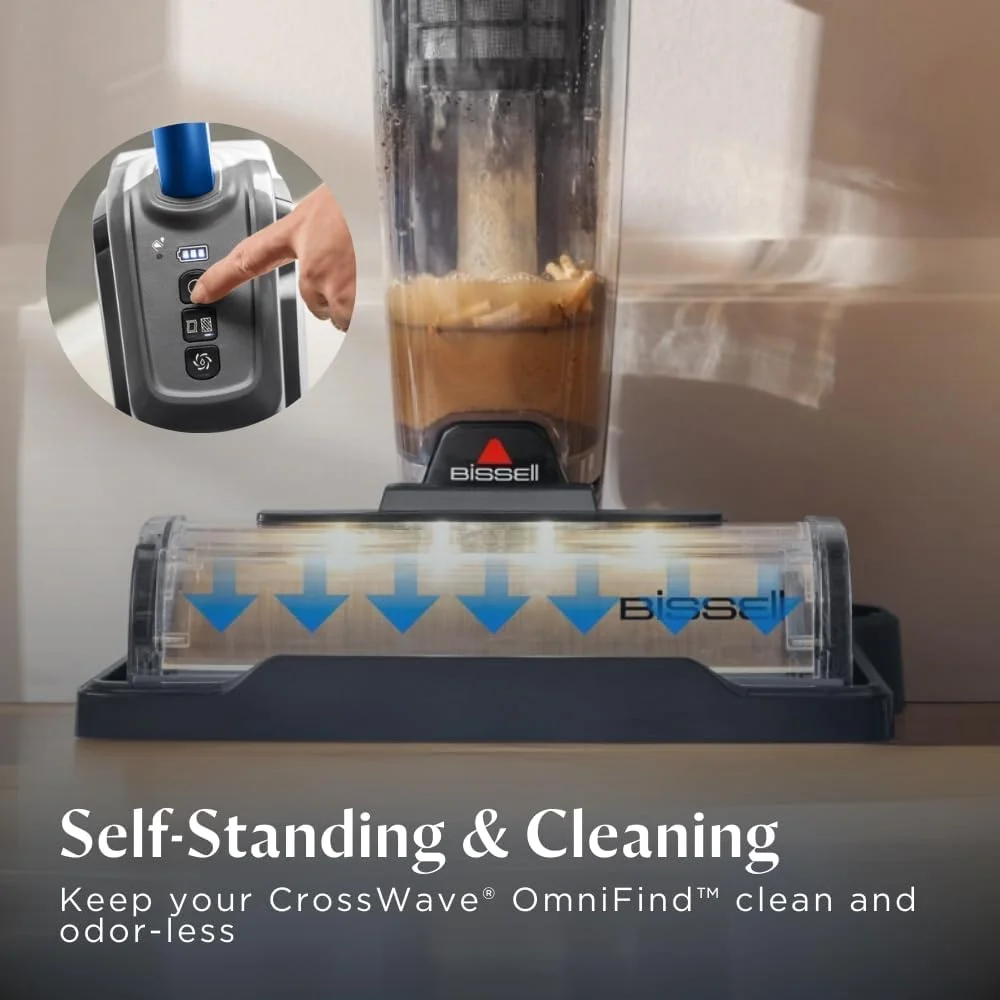 جاروبرقی و تیشوی بیسیم و خشک BISSELL Crosswave Omnifind 4006K – تمیزکننده قدرتمند 2 در 1 با ویژگی نور Furfinder، فناوری بدون گره خوردگی و خود تمیزشونده جاروبرقی و تیشوی بیسیم و خشک BISSELL Crosswave Omnifind 4006K – تمیزکننده قدرتمند 2 در 1 با ویژگی نور Furfinder، فناوری بدون گره خوردگی و خود تمیزشونده