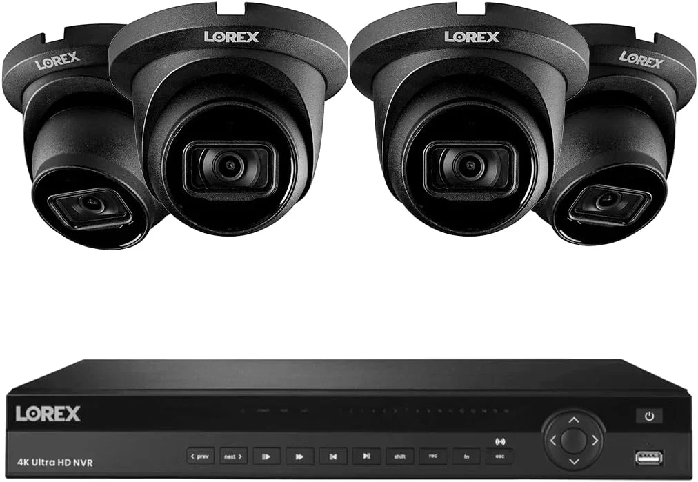 سیستم NVR سیمی 16 کاناله 4 ترابایتی Lorex Nocturnal 3 4K با دوربین های IP Dome هوشمند با ضبط 30 فریم در ثانیه و صدای شنیداری - (4 دوربین/مشکی)