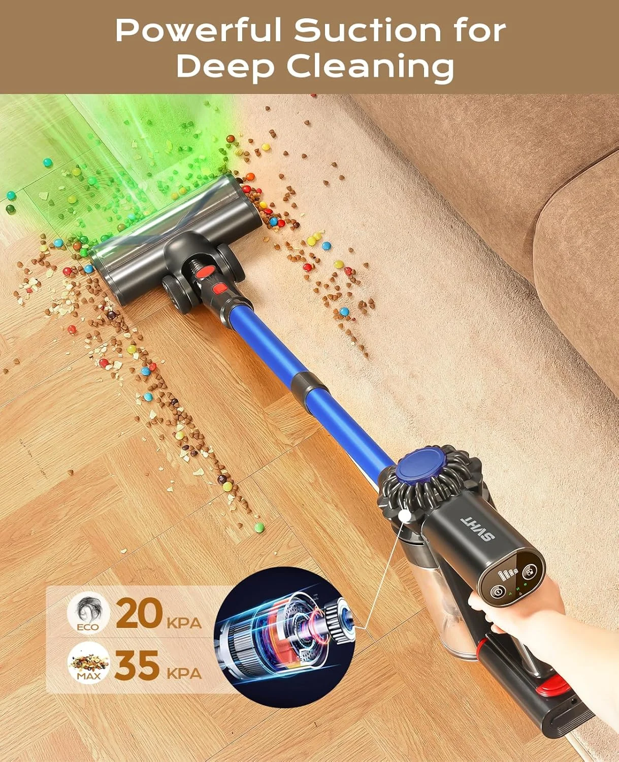 جاروبرقی های عصایی شارژی برای منزل، آبی