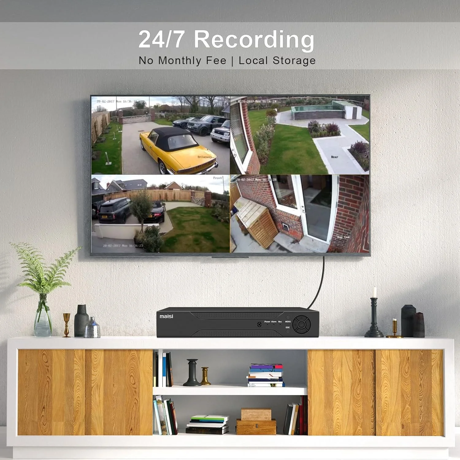 سیستم دوربین مداربسته ۸ کاناله Maisi 1080P DVR با هارد دیسک ۱ ترابایتی، ۸ عدد دوربین بولت ۲.۰ مگاپیکسلی فضای باز، ضد آب IP66، دید در شب، اعلان از طریق برنامه و ایمیل، ضبط مداوم/تشخیص حرکت ۲۴/۷ سیستم دوربین مداربسته ۸ کاناله Maisi 1080P DVR با هارد دیسک ۱ ترابایتی، ۸ عدد دوربین بولت ۲.۰ مگاپیکسلی فضای باز، ضد آب IP66، دید در شب، اعلان از طریق برنامه و ایمیل، ضبط مداوم/تشخیص حرکت ۲۴/۷