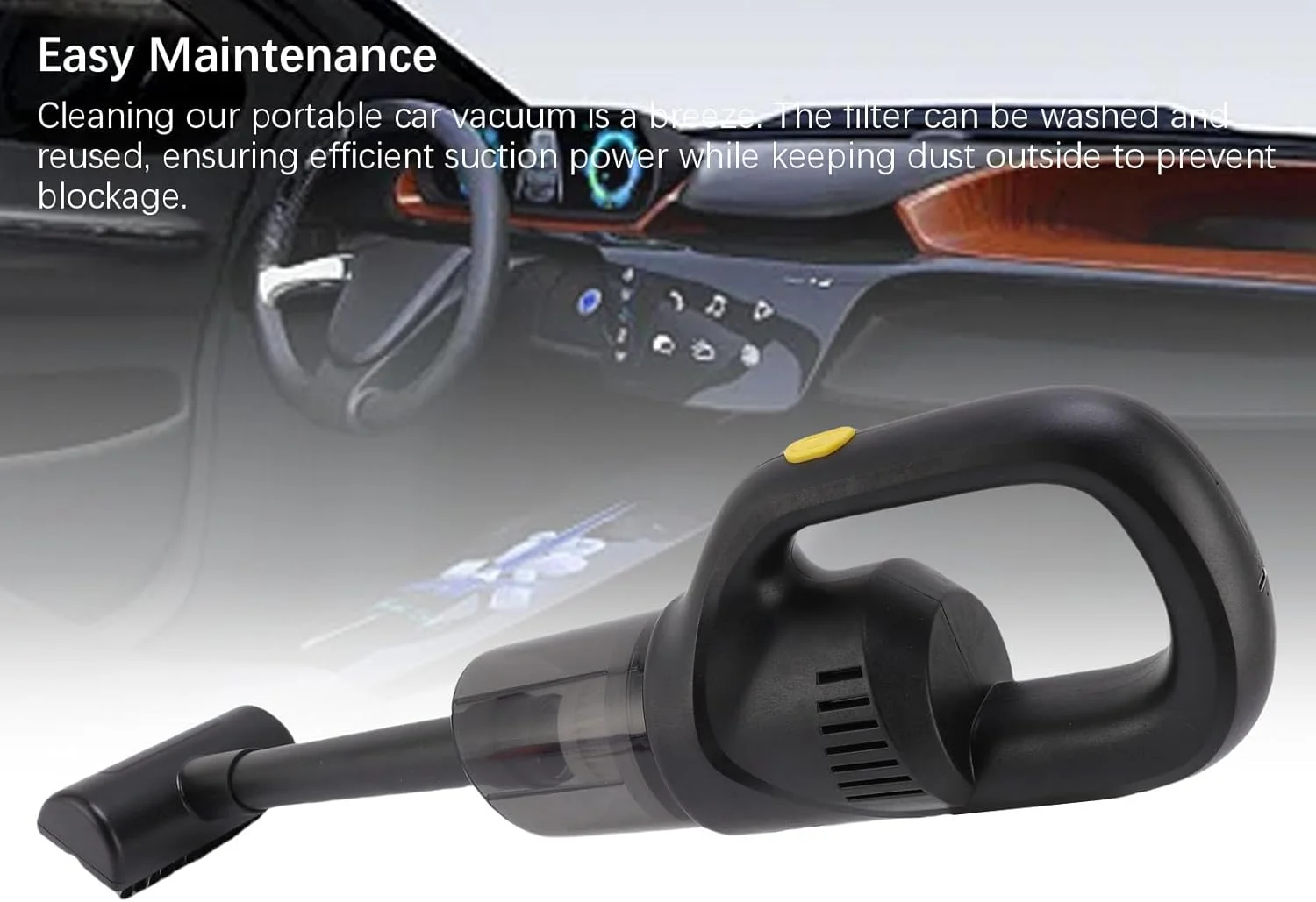 Cryfokt Cordless Handheld Vacuum, Handheld Car Vacuum ABS Strong Suction for Pet Hair