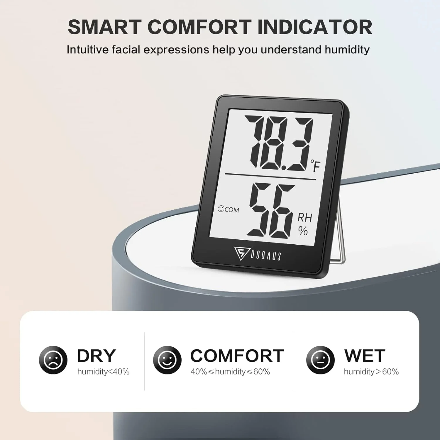 DOQAUS Indoor Thermometer [3 Pack], Mini Digital Hygrometer Room Thermometer, Humidity Meters, Accurate Temperature Humidity Monitor Gauge for House, Office, Greenhouse, Home Black (2.3X1.8inch)