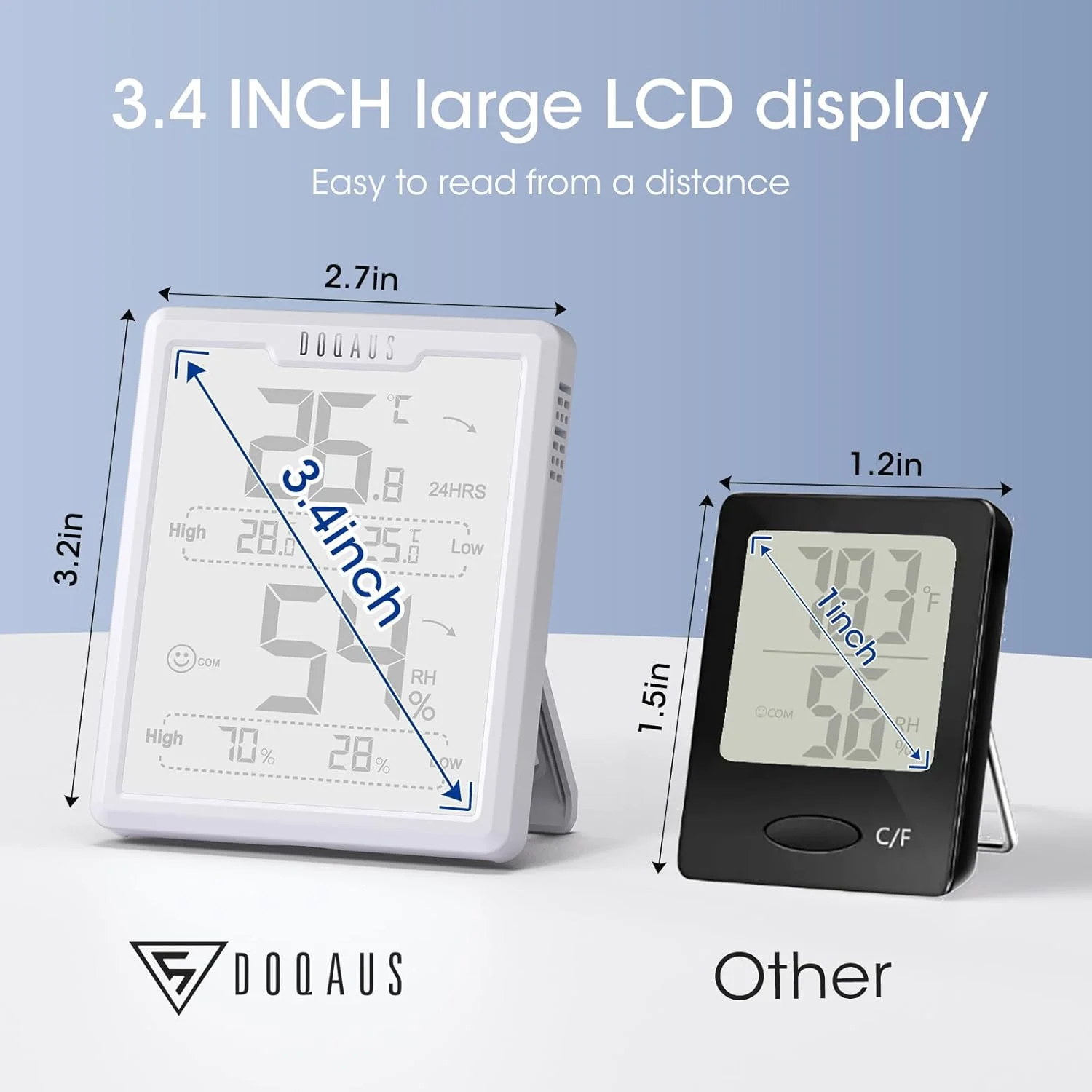 DOQAUS Room Thermometer, Digital Thermo-Hygrometer Indoor with High Low History, LCD Screen Baby Room Thermometer with High Accuracy, ℉/℃ Selectable, for Greenhouse,Nursery,Basement (White) DOQAUS Room Thermometer, Digital Thermo-Hygrometer Indoor with High Low History, LCD Screen Baby Room Thermometer with High Accuracy, ℉/℃ Selectable, for Greenhouse,Nursery,Basement (White)