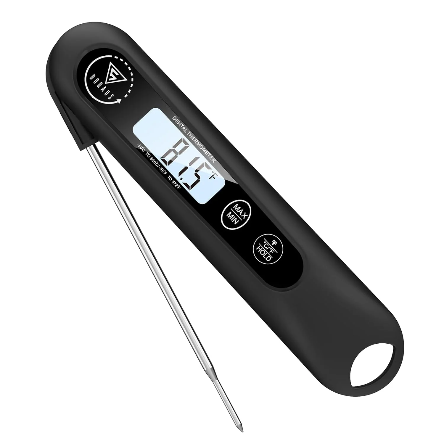 دماسنج دیجیتال گوشت DOQAUS، دماسنج غذای با قابلیت خوانش فوری با صفحه نمایش LCD با نور پس زمینه، پروب تاشو بلند و روشن/خاموش خودکار، دماسنج گریل، دماسنج باربیکیو برای آشپزخانه، باربیکیو، آب، شیر، پخت و پز