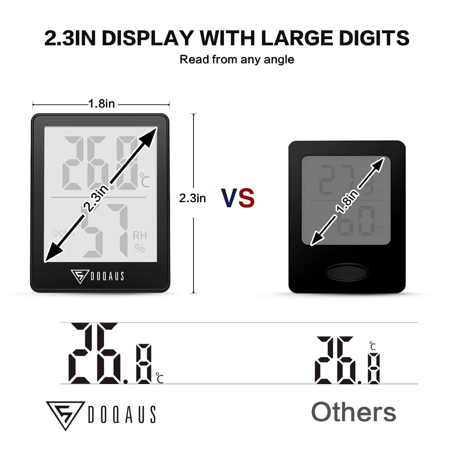 DOQAUS Indoor Thermometer [3 Pack], Mini Digital Hygrometer Room Thermometer, Humidity Meters, Accurate Temperature Humidity Monitor Gauge for House, Office, Greenhouse, Home Black (2.3X1.8inch)