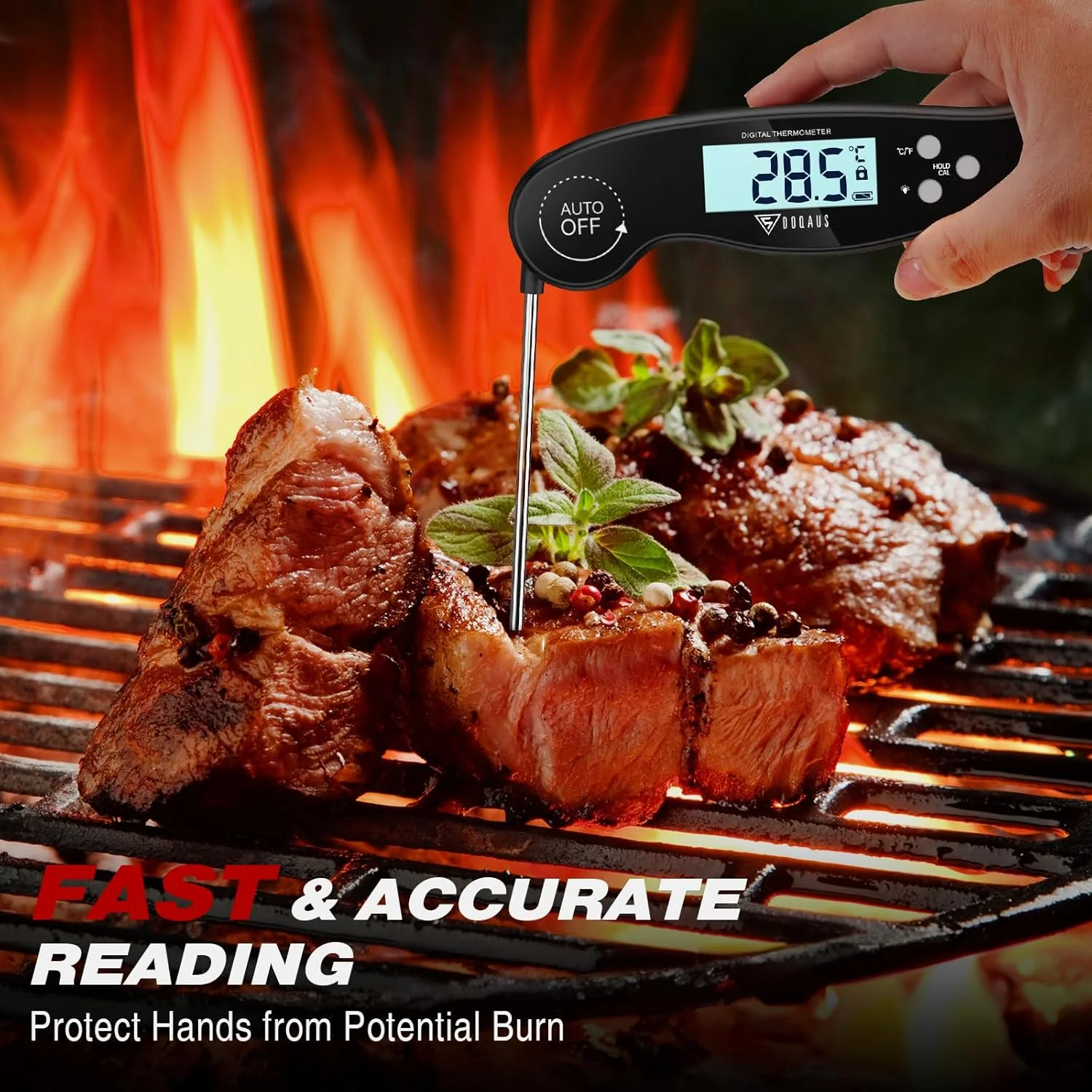 دماسنج غذای DOQAUS، خوانش فوری 3 ثانیه ای، دماسنج گوشت برای آشپزخانه، دماسنج پخت و پز با دقت بالا، دماسنج تاشو فوق العاده نازک، روشن/خاموش خودکار، صفحه نمایش LCD بزرگ برای آب نبات/باربیکیو/شیر دماسنج غذای DOQAUS، خوانش فوری 3 ثانیه ای، دماسنج گوشت برای آشپزخانه، دماسنج پخت و پز با دقت بالا، دماسنج تاشو فوق العاده نازک، روشن/خاموش خودکار، صفحه نمایش LCD بزرگ برای آب نبات/باربیکیو/شیر