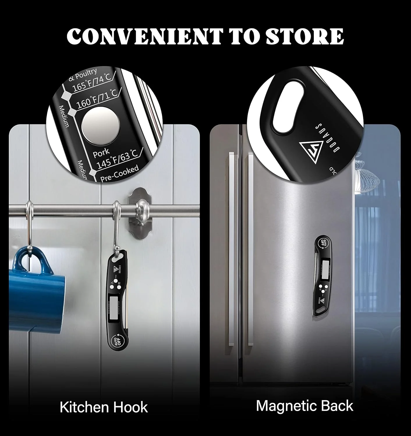 دماسنج دیجیتال گوشت DOQAUS، دماسنج فوری غذا برای پخت و پز، پروب آشپزخانه با نور پس زمینه و صفحه نمایش برگشت پذیر، محدوده دمایی گسترده برای بوقلمون، گریل، باربیکیو، پخت، نان، خمیر ترش دماسنج دیجیتال گوشت DOQAUS، دماسنج فوری غذا برای پخت و پز، پروب آشپزخانه با نور پس زمینه و صفحه نمایش برگشت پذیر، محدوده دمایی گسترده برای بوقلمون، گریل، باربیکیو، پخت، نان، خمیر ترش