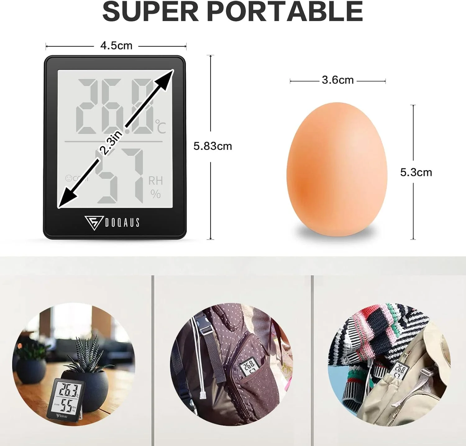 دماسنج دیجیتال اتاق DOQAUS، مینی رطوبت سنج، دماسنج رطوبت سنج با آیکون ها، تازه سازی 5 ثانیه ای، مانیتور دمای اتاق رطوبت سنج برای خانه/دفتر/اتاق کودک/گلخانه (مشکی) دماسنج دیجیتال اتاق DOQAUS، مینی رطوبت سنج، دماسنج رطوبت سنج با آیکون ها، تازه سازی 5 ثانیه ای، مانیتور دمای اتاق رطوبت سنج برای خانه/دفتر/اتاق کودک/گلخانه (مشکی)