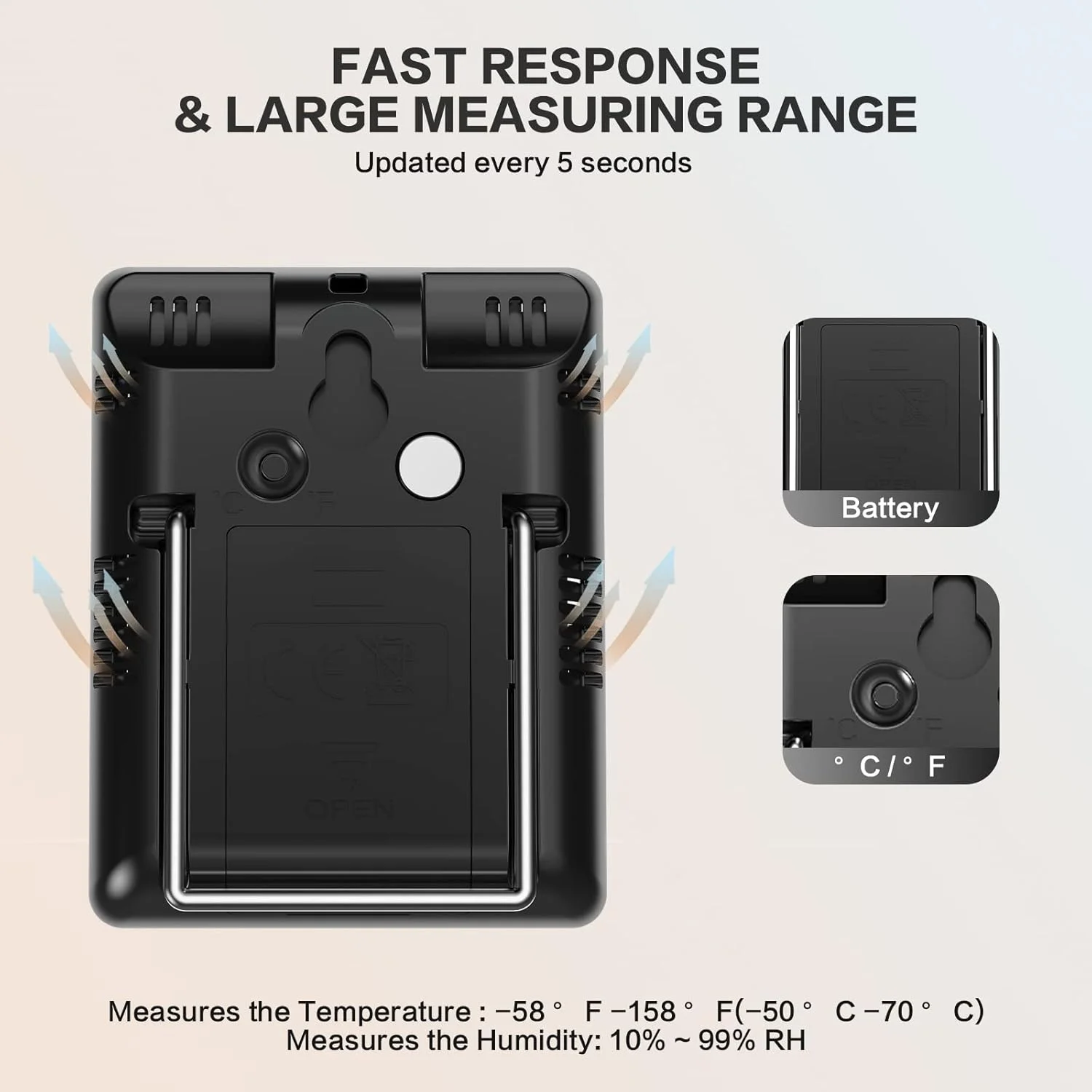 DOQAUS Indoor Thermometer [3 Pack], Mini Digital Hygrometer Room Thermometer, Humidity Meters, Accurate Temperature Humidity Monitor Gauge for House, Office, Greenhouse, Home Black (2.3X1.8inch)