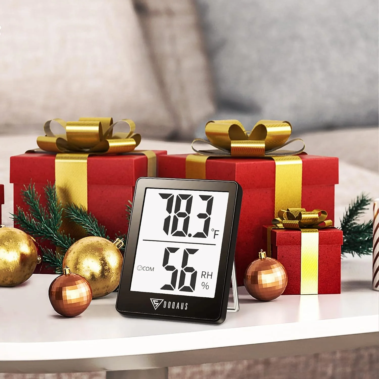 DOQAUS Indoor Thermometer [3 Pack], Mini Digital Hygrometer Room Thermometer, Humidity Meters, Accurate Temperature Humidity Monitor Gauge for House, Office, Greenhouse, Home Black (2.3X1.8inch)