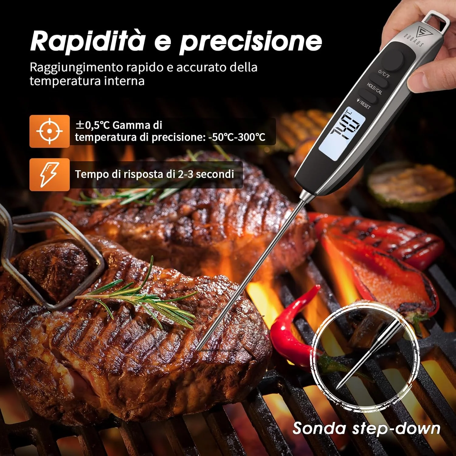 دماسنج غذای DOQAUS، دماسنج گوشت با قابلیت خوانش فوری با پروب فوق العاده نازک، دماسنج گریل برای آشپزخانه، دارای عملکرد Hold و خاموش شدن خودکار، صفحه نمایش LCD فوق العاده شفاف برای BBQ، گریل، غذای کودک، شیر، آب دماسنج غذای DOQAUS، دماسنج گوشت با قابلیت خوانش فوری با پروب فوق العاده نازک، دماسنج گریل برای آشپزخانه، دارای عملکرد Hold و خاموش شدن خودکار، صفحه نمایش LCD فوق العاده شفاف برای BBQ، گریل، غذای کودک، شیر، آب