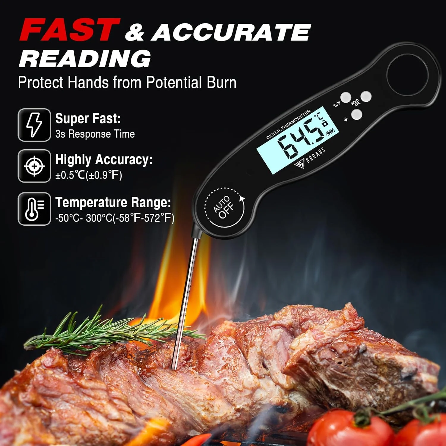 دماسنج غذای DOQAUS، خوانش فوری 3 ثانیه ای، دماسنج گوشت برای آشپزخانه، دماسنج پخت و پز با دقت بالا، دماسنج تاشو فوق العاده نازک، روشن/خاموش خودکار، صفحه نمایش LCD بزرگ برای آب نبات/باربیکیو/شیر دماسنج غذای DOQAUS، خوانش فوری 3 ثانیه ای، دماسنج گوشت برای آشپزخانه، دماسنج پخت و پز با دقت بالا، دماسنج تاشو فوق العاده نازک، روشن/خاموش خودکار، صفحه نمایش LCD بزرگ برای آب نبات/باربیکیو/شیر