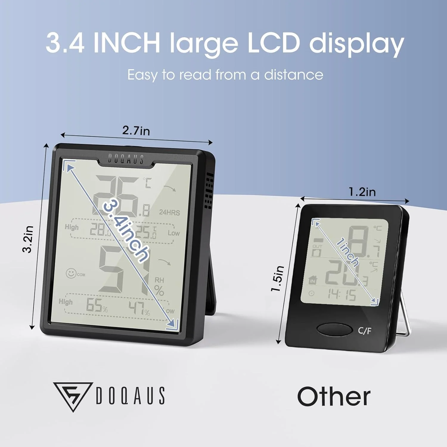 دماسنج دیجیتال اتاق DOQAUS، رطوبت سنج با صفحه نمایش بزرگ، دماسنج رطوبت سنج با آیکون، تازه سازی 5 ثانیه ای، مانیتور دمای اتاق رطوبت سنج برای خانه/دفتر/اتاق کودک/اتاق نوزاد (مشکی-A) دماسنج دیجیتال اتاق DOQAUS، رطوبت سنج با صفحه نمایش بزرگ، دماسنج رطوبت سنج با آیکون، تازه سازی 5 ثانیه ای، مانیتور دمای اتاق رطوبت سنج برای خانه/دفتر/اتاق کودک/اتاق نوزاد (مشکی-A)