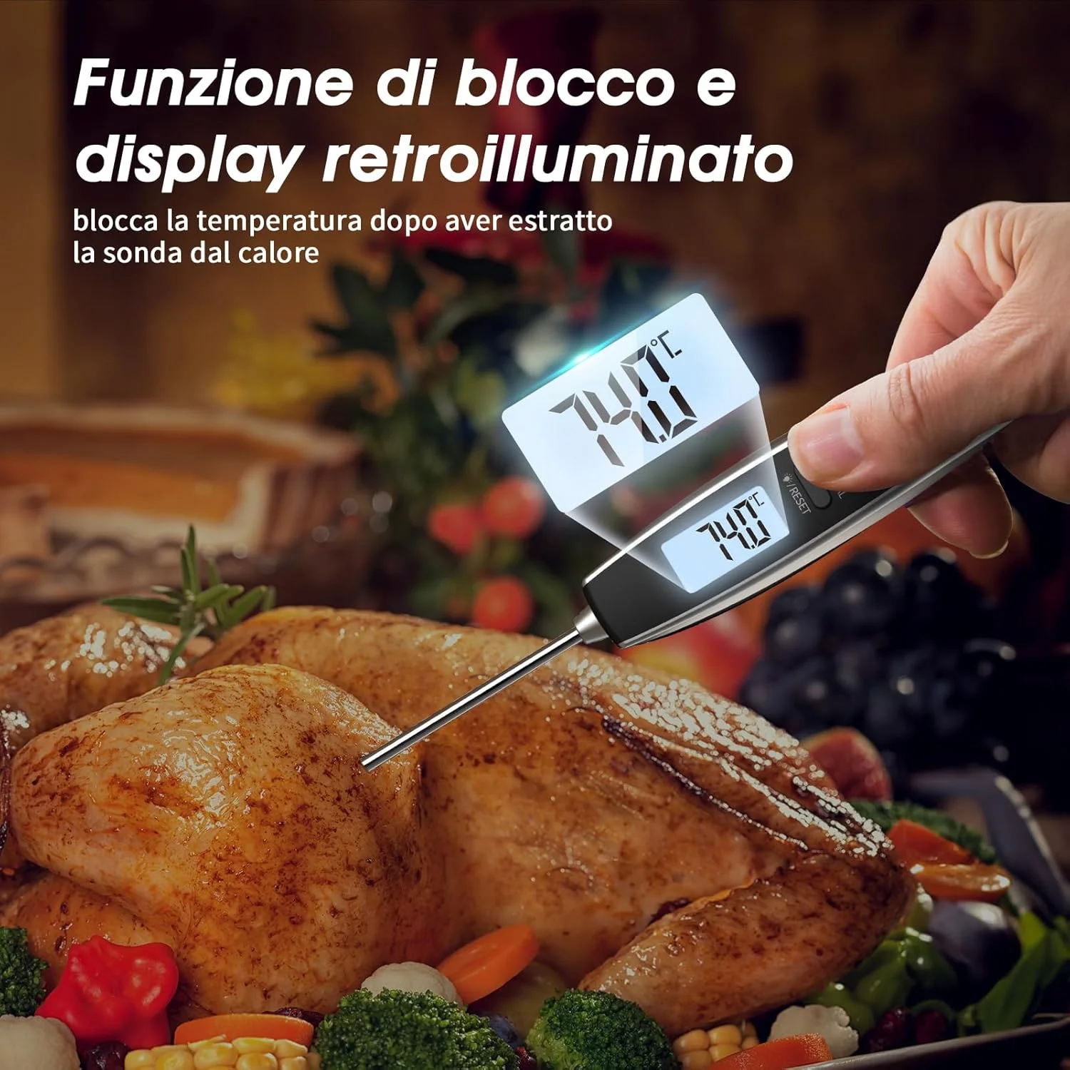 دماسنج غذای DOQAUS، دماسنج گوشت با قابلیت خوانش فوری با پروب فوق العاده نازک، دماسنج گریل برای آشپزخانه، دارای عملکرد Hold و خاموش شدن خودکار، صفحه نمایش LCD فوق العاده شفاف برای BBQ، گریل، غذای کودک، شیر، آب دماسنج غذای DOQAUS، دماسنج گوشت با قابلیت خوانش فوری با پروب فوق العاده نازک، دماسنج گریل برای آشپزخانه، دارای عملکرد Hold و خاموش شدن خودکار، صفحه نمایش LCD فوق العاده شفاف برای BBQ، گریل، غذای کودک، شیر، آب