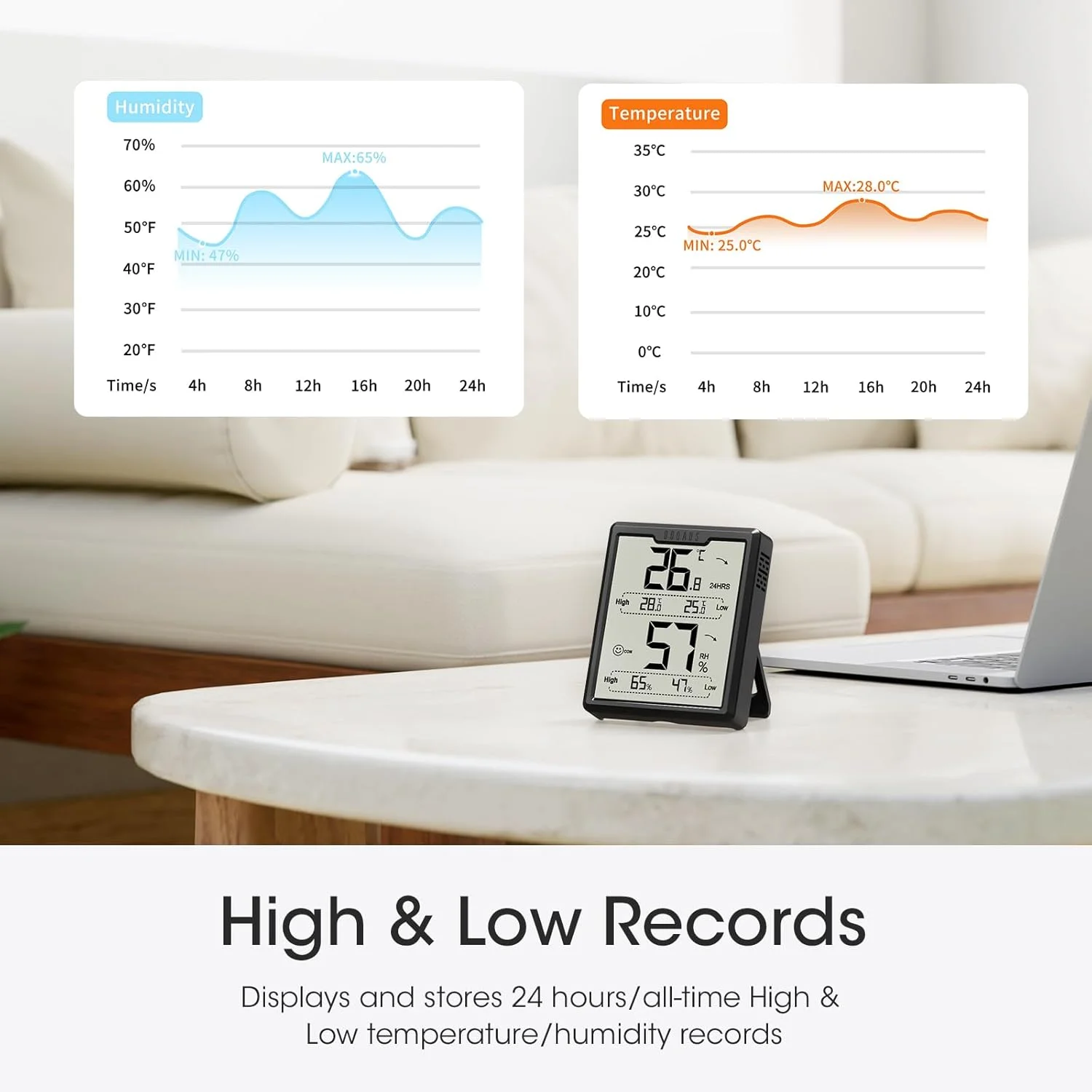 دماسنج دیجیتال اتاق DOQAUS، رطوبت سنج با صفحه نمایش بزرگ، دماسنج رطوبت سنج با آیکون، تازه سازی 5 ثانیه ای، مانیتور دمای اتاق رطوبت سنج برای خانه/دفتر/اتاق کودک/اتاق نوزاد (مشکی-A) دماسنج دیجیتال اتاق DOQAUS، رطوبت سنج با صفحه نمایش بزرگ، دماسنج رطوبت سنج با آیکون، تازه سازی 5 ثانیه ای، مانیتور دمای اتاق رطوبت سنج برای خانه/دفتر/اتاق کودک/اتاق نوزاد (مشکی-A)