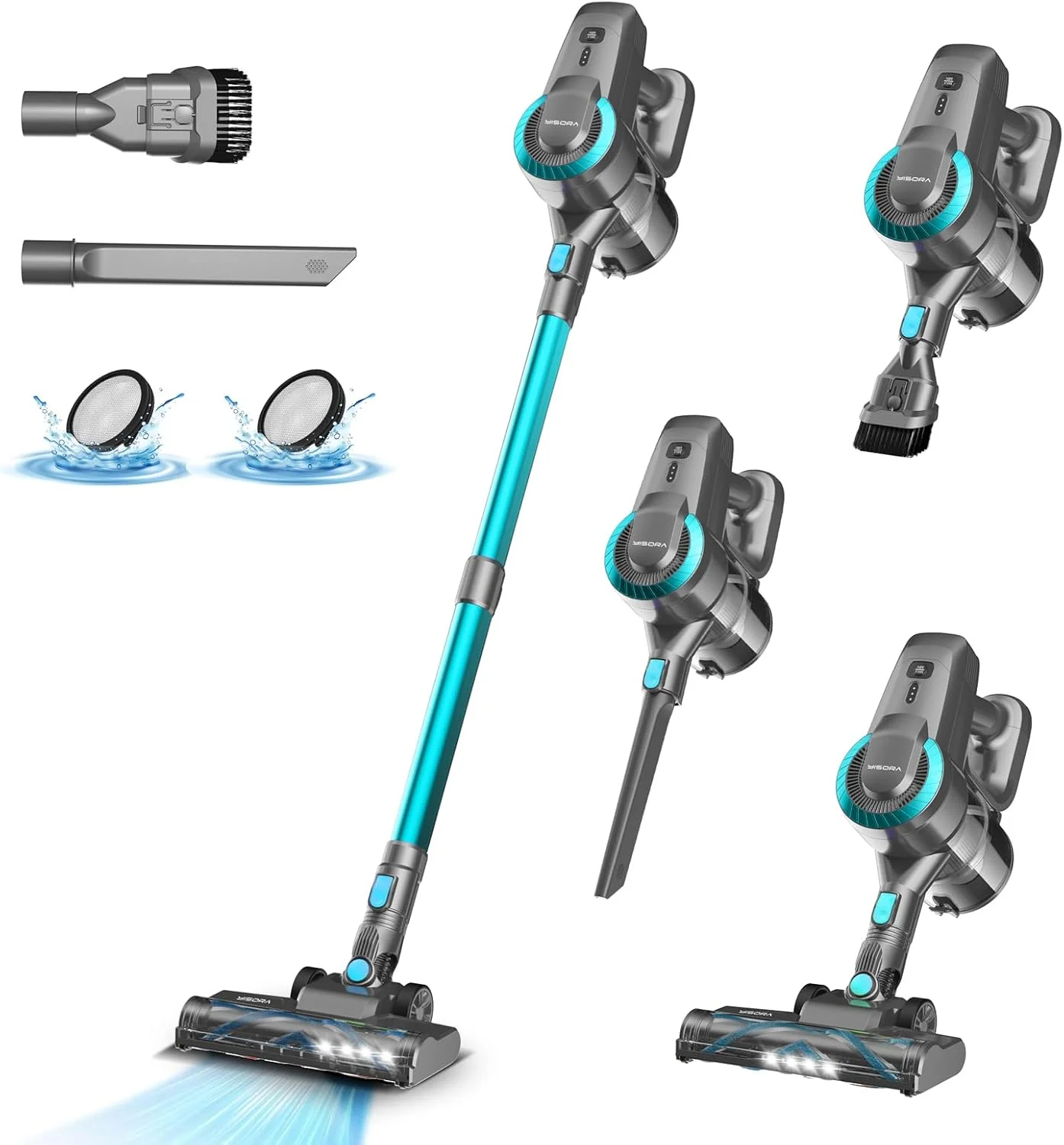 Battery Vacuum Cleaner, 25000Pa/175W/50Min Vacuum Cleaner Wireless, Anti-Tangle Brush and Self-Standing, Ultralight Handheld Vacuum Cleaner Battery Vacuum Cleaner Handle Vacuum Cleaner for Carpets