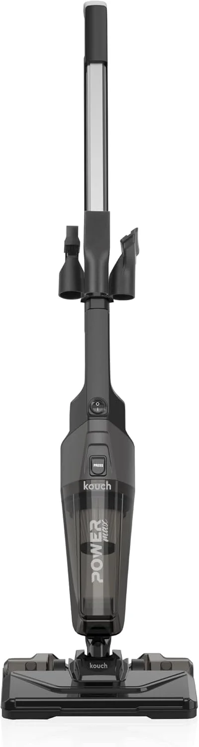 جاروبرقی عصایی و تی Kouch Germany مدل KSV-2030، سه کاره، با سیم، مکش قدرتمند 18 کیلو پاسکال، ظرفیت 0.8 لیتر، توان 750 وات، طول سیم 10 متر، فیلتر دوگانه HEPA، مشکی