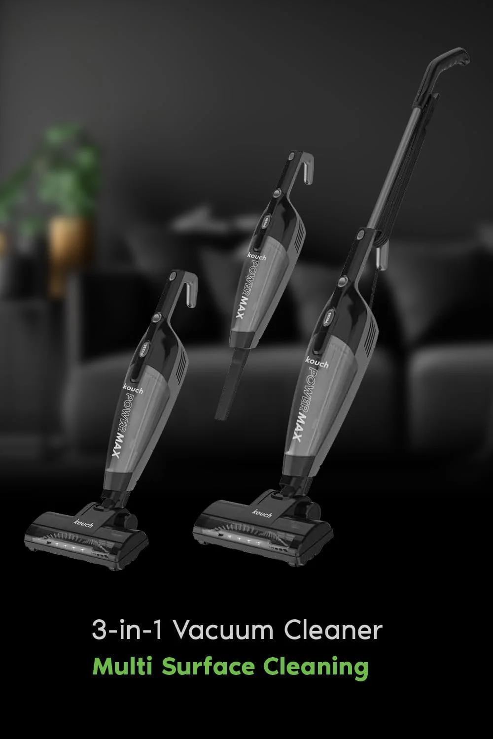 جاروبرقی عصایی 3 در 1 Kouch آلمان، مکش 600 واتی 18KPa، سیم 8 متری با پاک کننده عصایی دستی سبک وزن چند منظوره برای کف سخت/فرش/موهای حیوانات خانگی، (KSV2031)