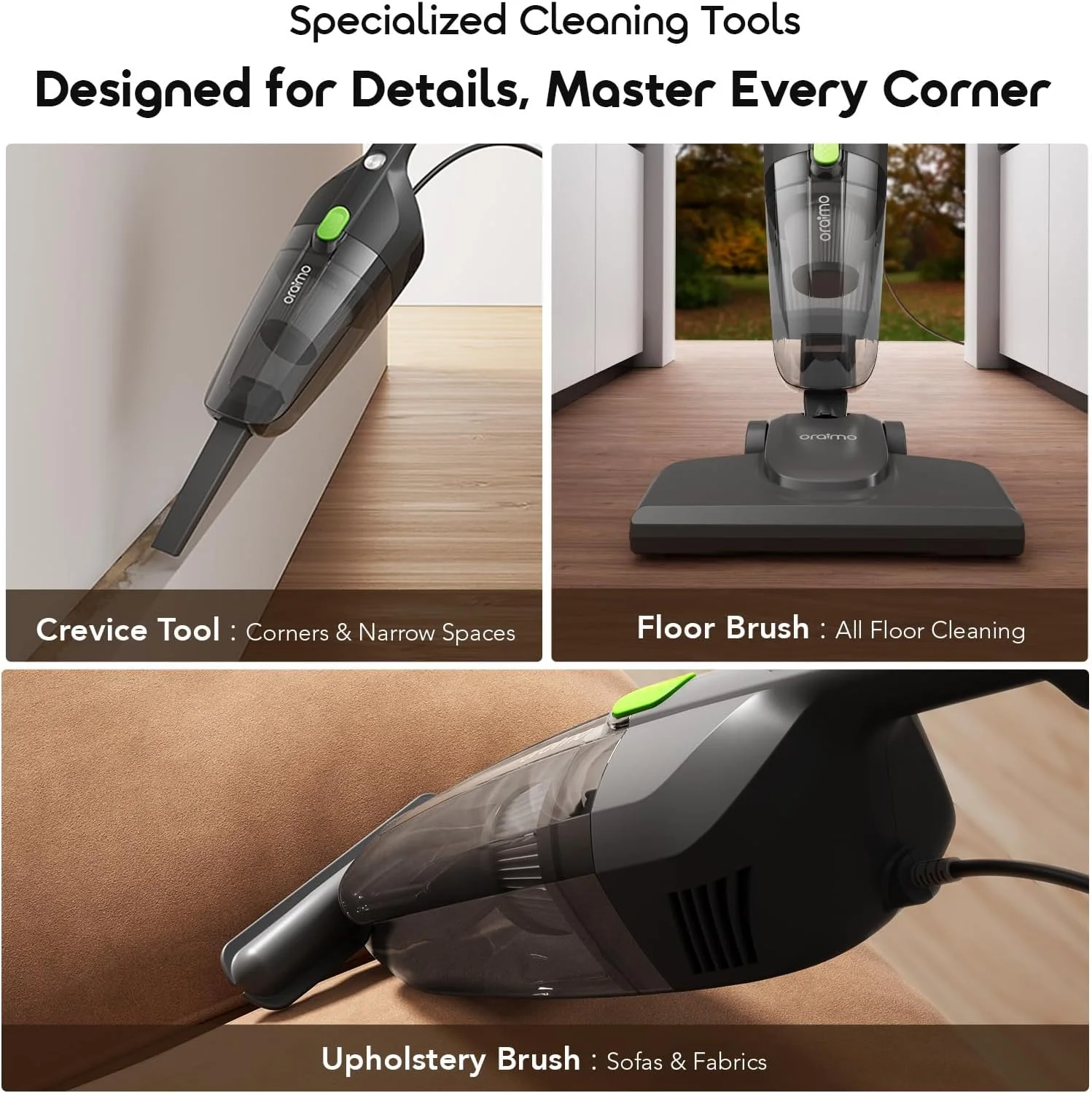 جاروبرقی عصایی ارتقا یافته اورایمو 3 در 1، مکش پرقدرت 600 واتی 16000 پاسکال، 2 فیلتر HEPA، مخزن گرد و غبار 500 میلی لیتری، جاروبرقی دستی سبک وزن با سیم 5 متری برای چوب سخت، کاشی، فرش و فضاهای تنگ جاروبرقی عصایی ارتقا یافته اورایمو 3 در 1، مکش پرقدرت 600 واتی 16000 پاسکال، 2 فیلتر HEPA، مخزن گرد و غبار 500 میلی لیتری، جاروبرقی دستی سبک وزن با سیم 5 متری برای چوب سخت، کاشی، فرش و فضاهای تنگ