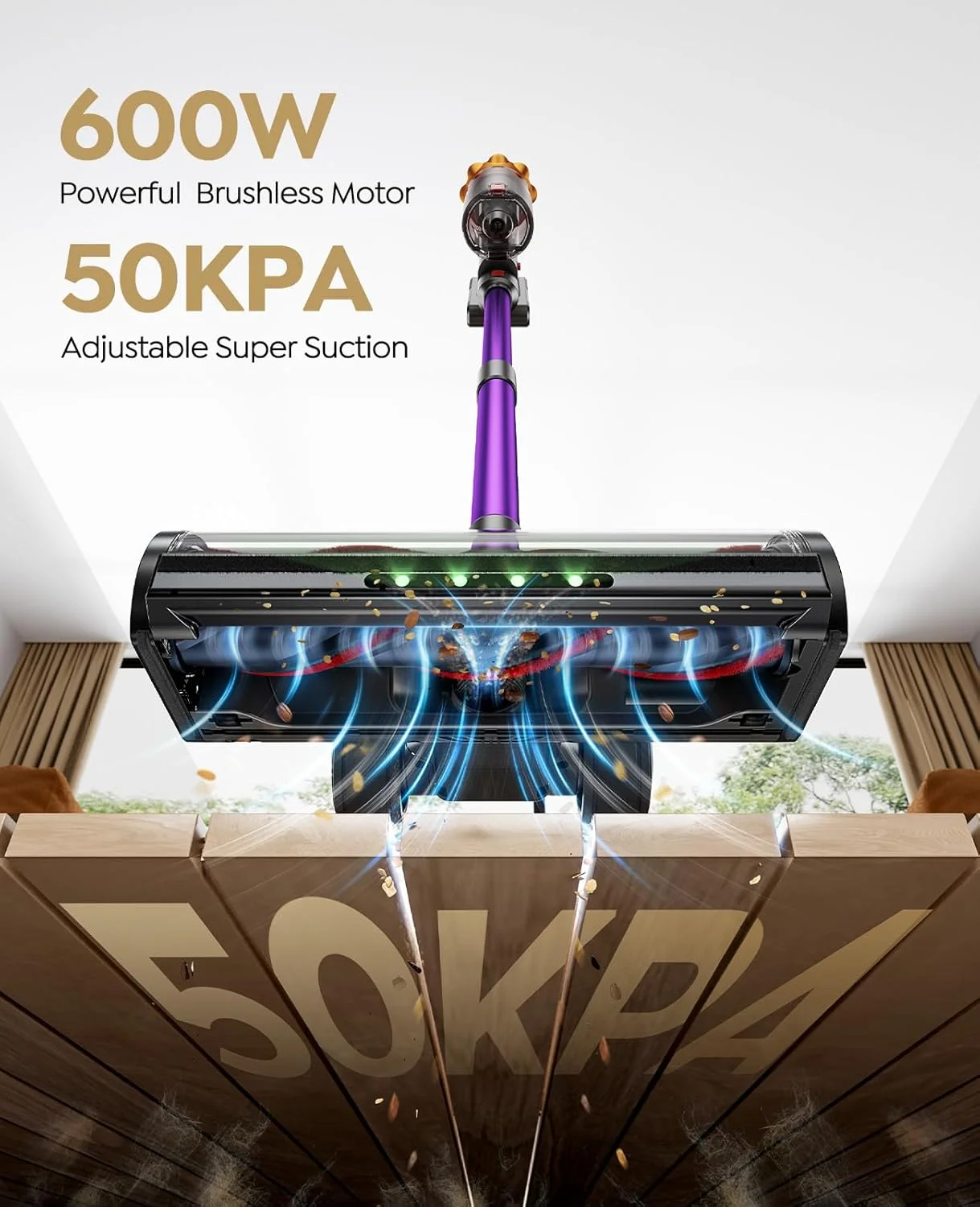 جاروبرقی شارژی اوزیکو، 550 وات/45 کیلو پاسکال/60 دقیقه (حالت ECO)، جاروبرقی برای منزل، جاروبرقی عصایی خودایستا با شارژ دیواری و حالت خودکار، جاروبرقی دستی برای موی حیوانات خانگی/فرش/کف