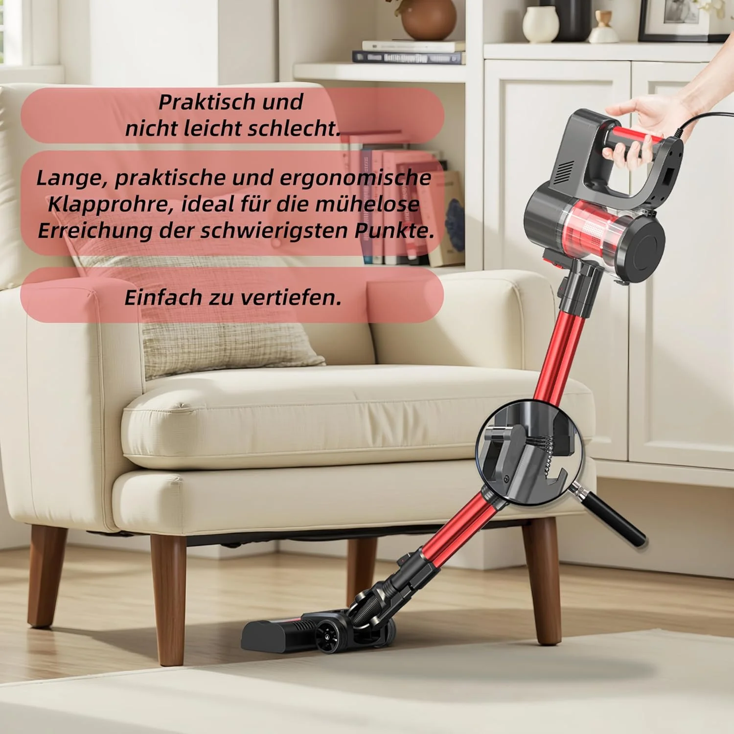 جاروبرقی 3 در 1 Yikko با قدرت 60KPa با سیم قدرتمند، جاروبرقی برقی با لوله خرطومی منعطف، جاروبرقی با LED، بسیار مناسب برای فرش، کف، مو (قرمز-60) جاروبرقی 3 در 1 Yikko با قدرت 60KPa با سیم قدرتمند، جاروبرقی برقی با لوله خرطومی منعطف، جاروبرقی با LED، بسیار مناسب برای فرش، کف، مو (قرمز-60)