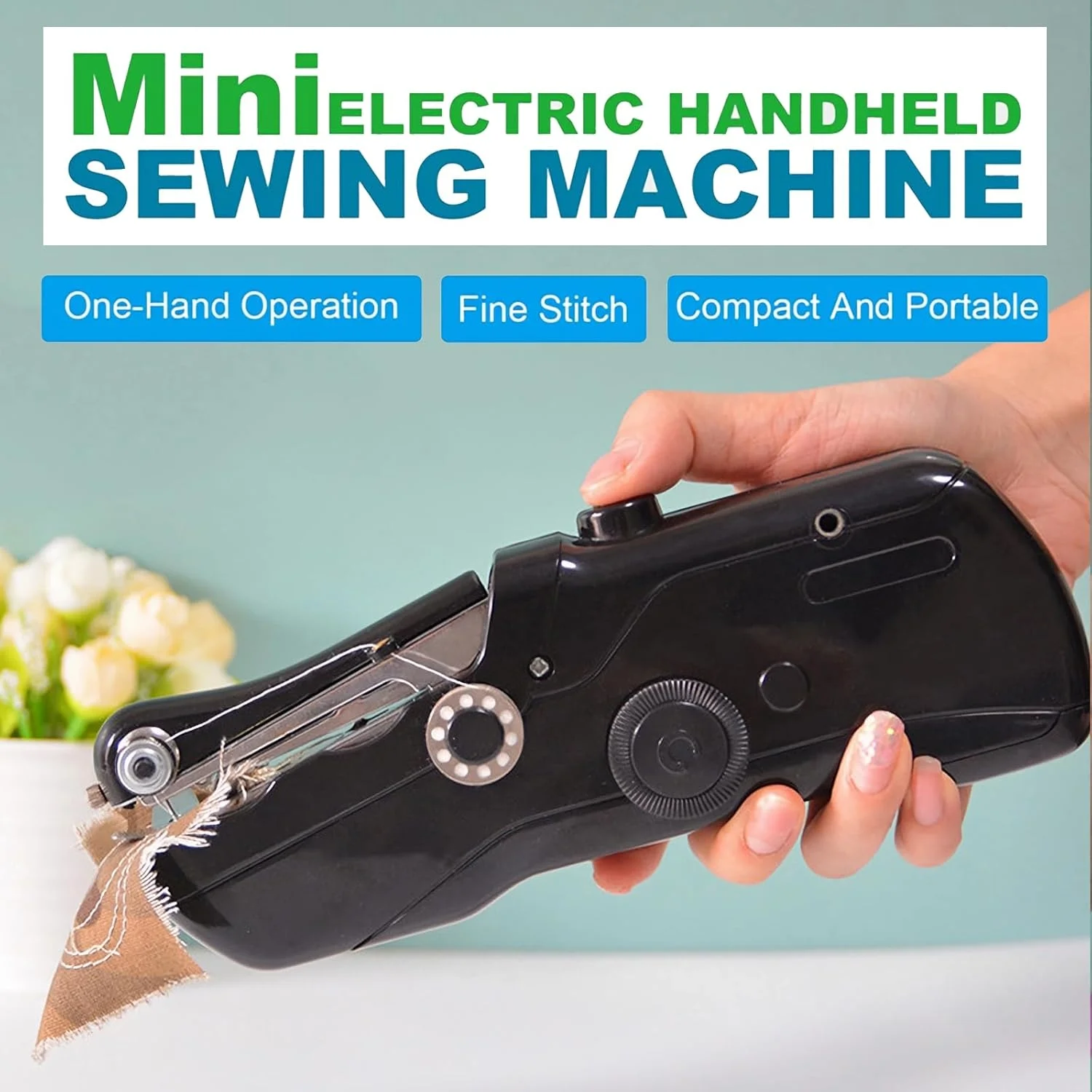 Handheld Mini Sewing Machine, Portable Sewing Machine for Adults Quick Stitching, Suitable for Clothes, Jeans, DIY, Home, Travel