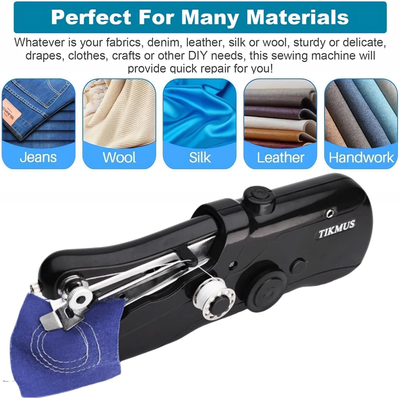 Handheld Mini Sewing Machine, Portable Sewing Machine for Adults Quick Stitching, Suitable for Clothes, Jeans, DIY, Home, Travel