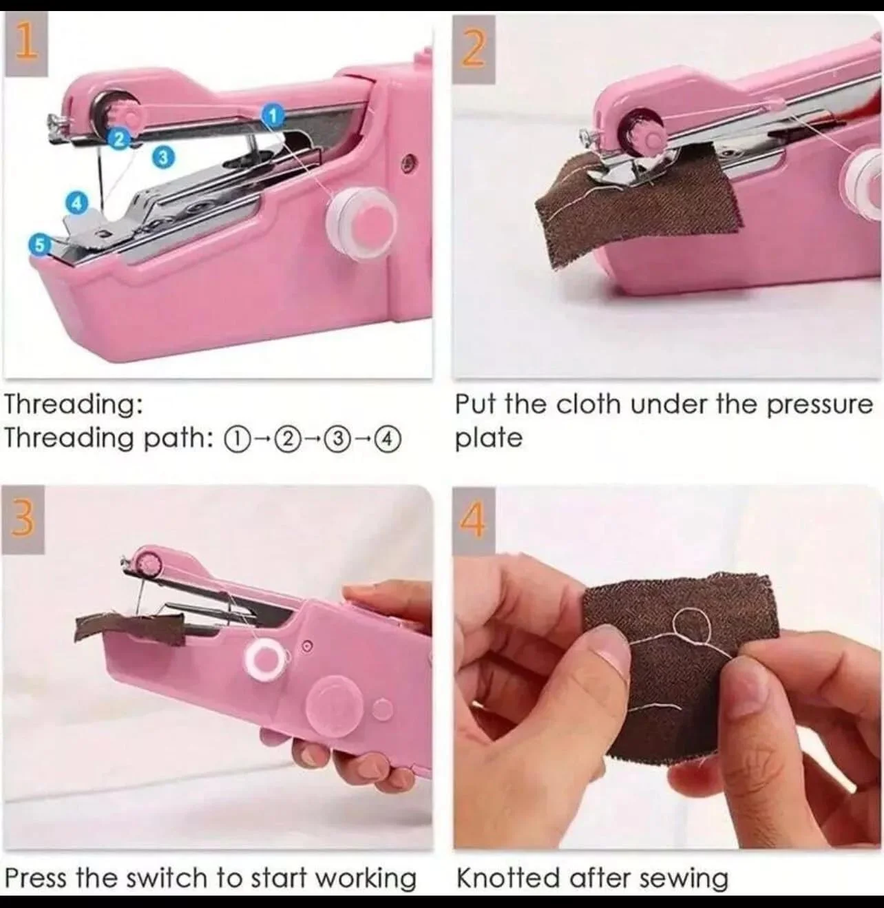 چرخ خیاطی دستی، چرخ خیاطی کوچک قابل حمل، چرخ خیاطی مبتدی با 30 لوازم خیاطی، برای DIY، پوشاک، پرده، مسافرت در منزل