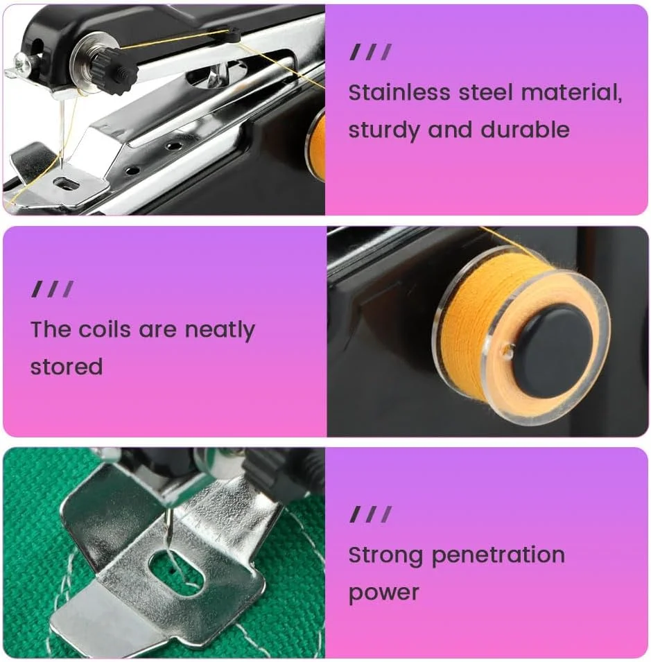 چرخ خیاطی دستی سریع و قابل حمل، چرخ خیاطی کوچک دستی برای دوخت سریع، چرخ خیاطی قابل حمل کوچک برای مسافرت، منزل و کارهای هنری، مشکی چرخ خیاطی دستی سریع و قابل حمل، چرخ خیاطی کوچک دستی برای دوخت سریع، چرخ خیاطی قابل حمل کوچک برای مسافرت، منزل و کارهای هنری، مشکی