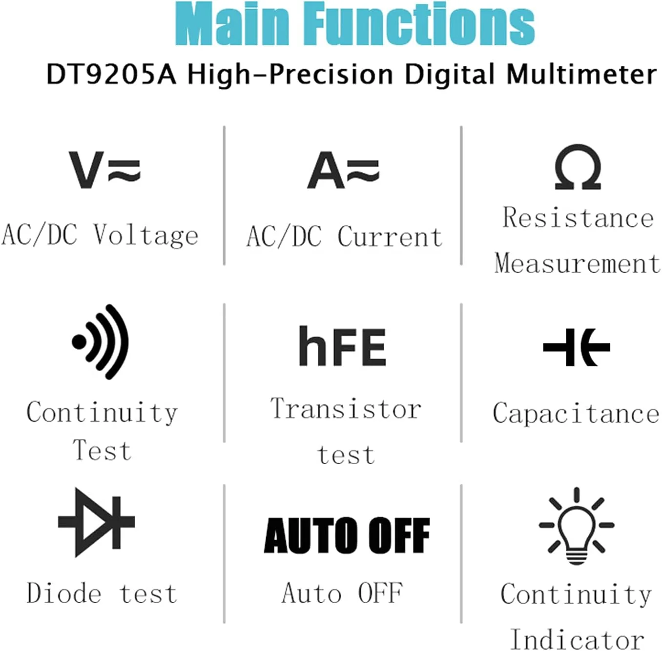 مولتی متر دیجیتال دستی حرفه ای AC/DC مدل eWINNER DT9205A مولتی متر دیجیتال دستی حرفه ای AC/DC مدل eWINNER DT9205A