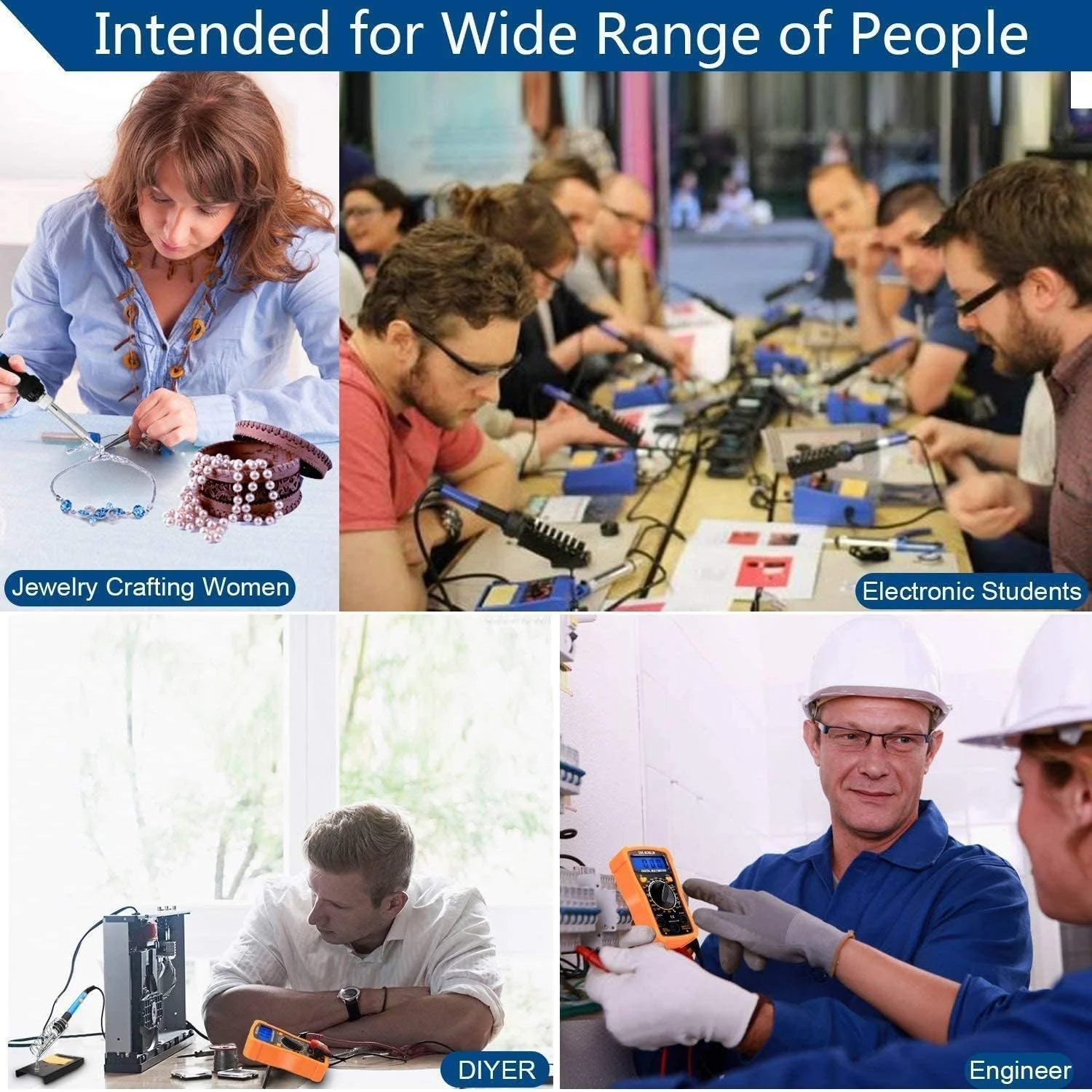 کیت هویه 60 وات با قابلیت تنظیم دما ایوینر به همراه مولتی متر دیجیتال، پمپ مکنده قلع، 5 نوک هویه، سیم لخت کن، موچین، پایه و کیف حمل - مجموعه ابزار جوشکاری 18 در 1 برای کارهای DIY و تعمیرات کیت هویه 60 وات با قابلیت تنظیم دما ایوینر به همراه مولتی متر دیجیتال، پمپ مکنده قلع، 5 نوک هویه، سیم لخت کن، موچین، پایه و کیف حمل - مجموعه ابزار جوشکاری 18 در 1 برای کارهای DIY و تعمیرات