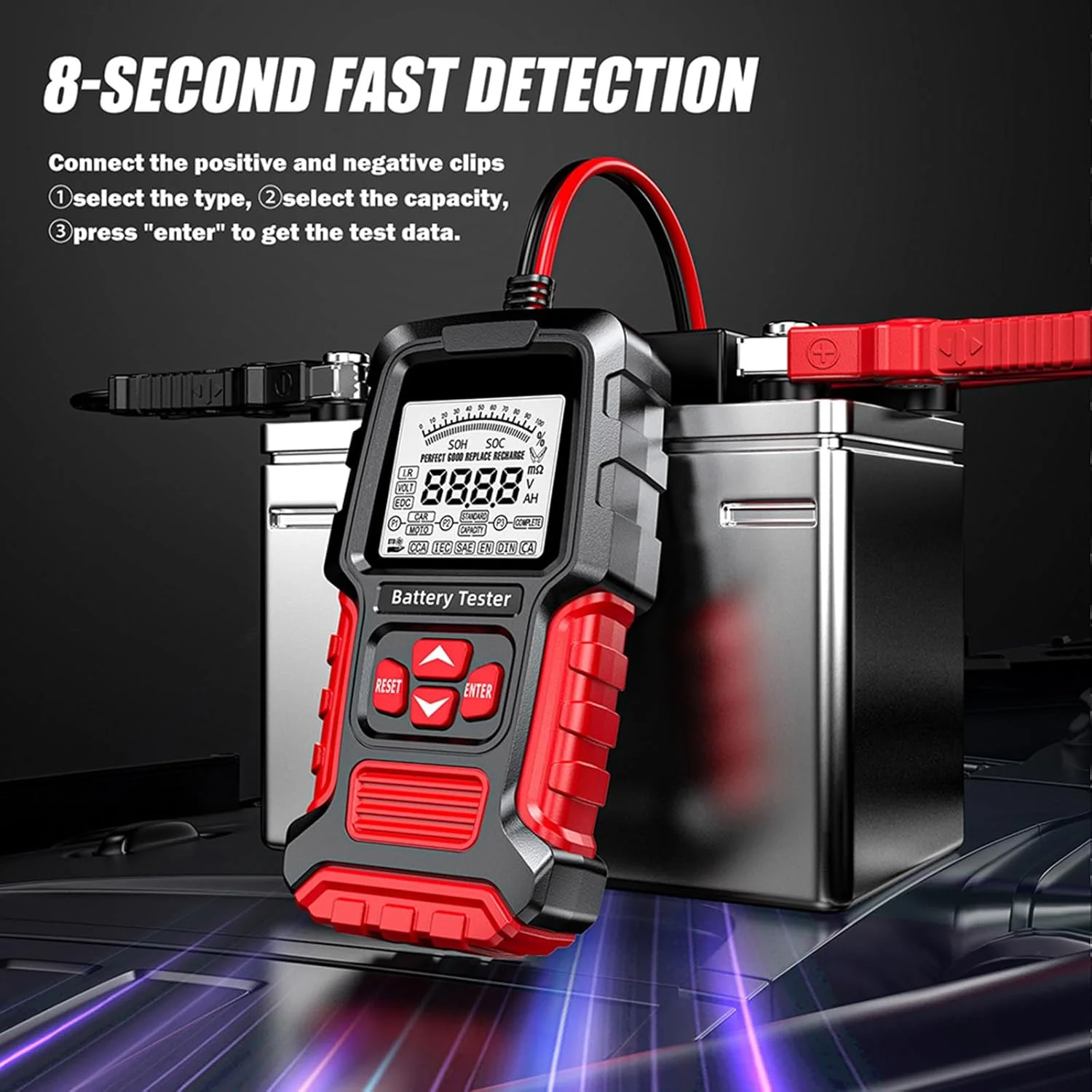 تستر باتری Eacam، تستر دیجیتال 12 ولت 24 ولت خودرو، آنالیزور باتری خودرو، سیستم تست شارژ برای کامیون، دریایی، موتورسیکلت، SUV و قایق تستر باتری Eacam، تستر دیجیتال 12 ولت 24 ولت خودرو، آنالیزور باتری خودرو، سیستم تست شارژ برای کامیون، دریایی، موتورسیکلت، SUV و قایق