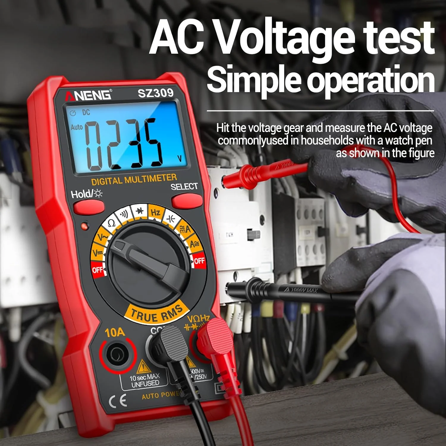 مولتی متر هوشمند Eacam SZ309 با 1999 شمارنده، تستر الکتریکی با دقت بالا، نور پس زمینه LCD، ولت متر AC/DC، آمپرمتر، ابزار برق مولتی متر هوشمند Eacam SZ309 با 1999 شمارنده، تستر الکتریکی با دقت بالا، نور پس زمینه LCD، ولت متر AC/DC، آمپرمتر، ابزار برق