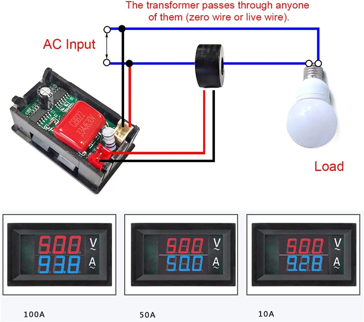 Eacam Digital Double Color Blue & Red Led Display Voltmeter Ammeter Voltage Current Indicator with Instrument-Transforme Eacam Digital Double Color Blue & Red Led Display Voltmeter Ammeter Voltage Current Indicator with Instrument-Transforme