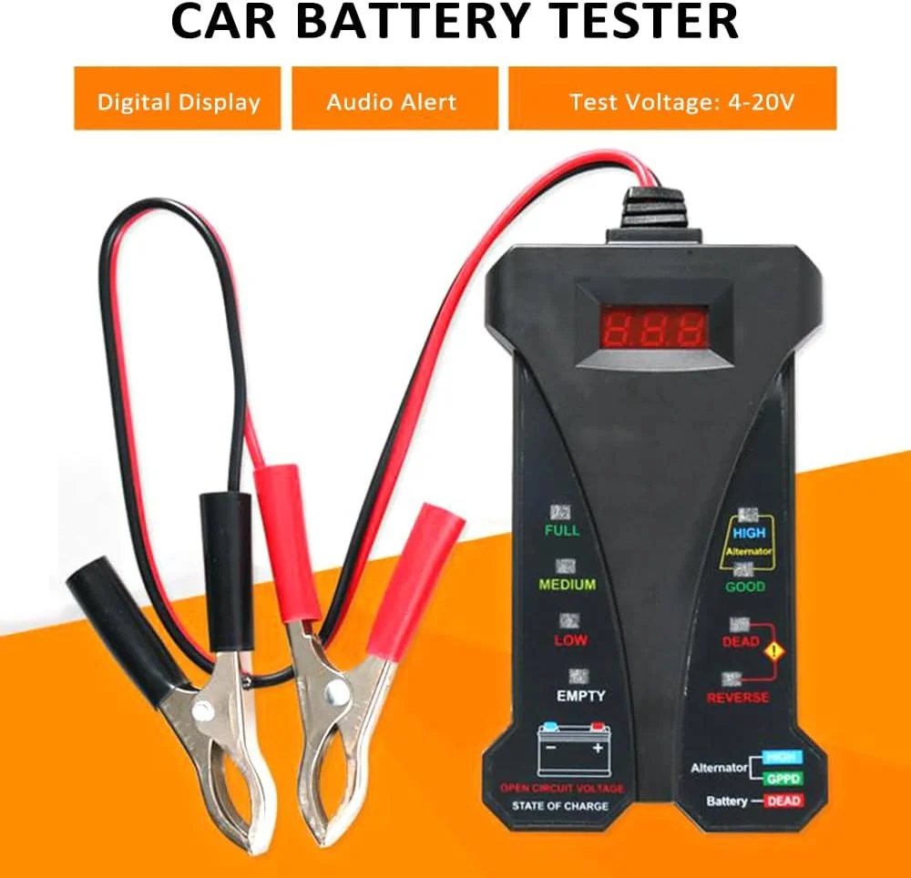 تستر باتری خودرو Eacam، ولت متر دیجیتال 12 ولت و آنالیزور سیستم شارژ با صفحه نمایش LCD برای موتور سیکلت، اسکوتر برقی، قایق، SUV تستر باتری خودرو Eacam، ولت متر دیجیتال 12 ولت و آنالیزور سیستم شارژ با صفحه نمایش LCD برای موتور سیکلت، اسکوتر برقی، قایق، SUV