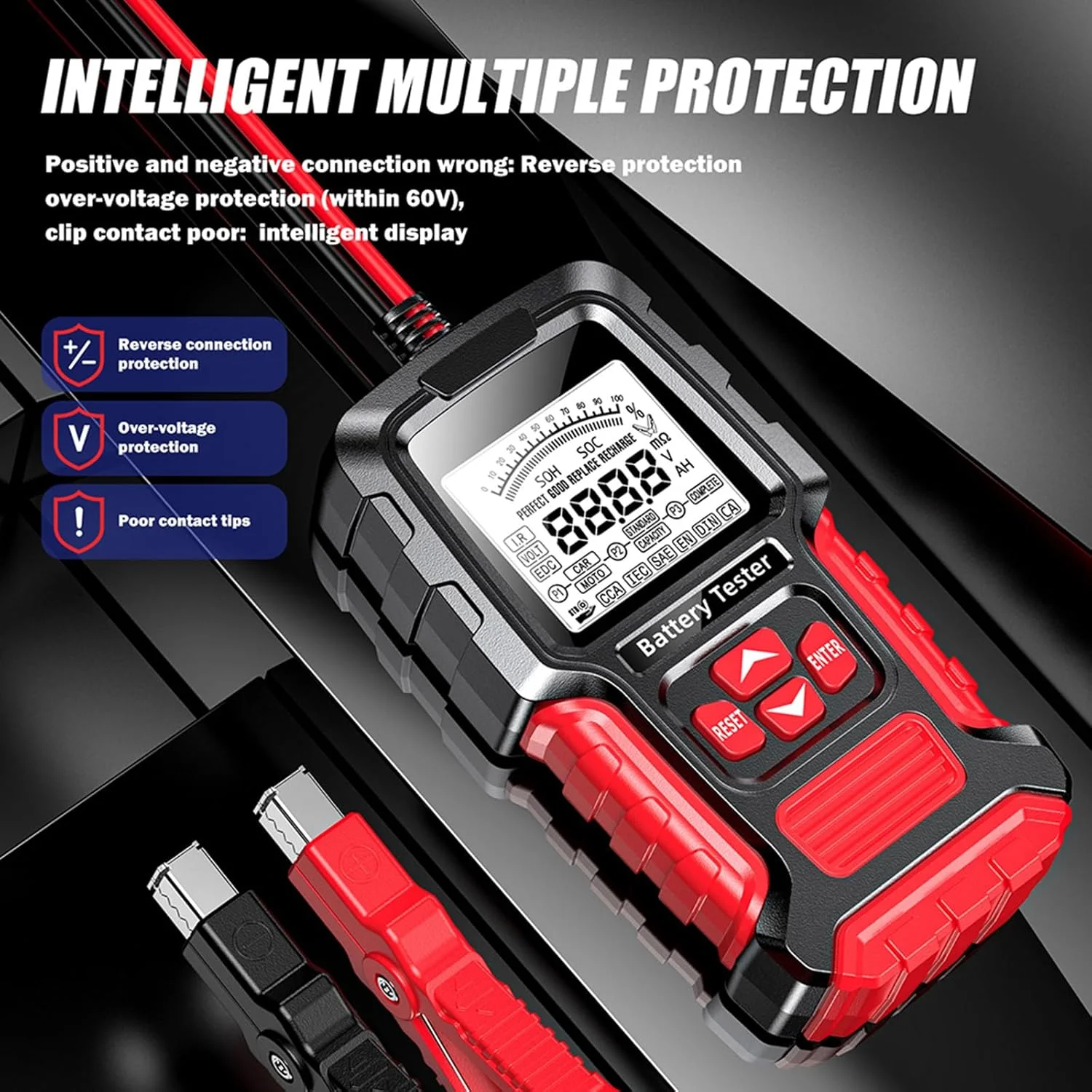 تستر باتری Eacam، تستر دیجیتال 12 ولت 24 ولت خودرو، آنالیزور باتری خودرو، سیستم تست شارژ برای کامیون، دریایی، موتورسیکلت، SUV و قایق تستر باتری Eacam، تستر دیجیتال 12 ولت 24 ولت خودرو، آنالیزور باتری خودرو، سیستم تست شارژ برای کامیون، دریایی، موتورسیکلت، SUV و قایق