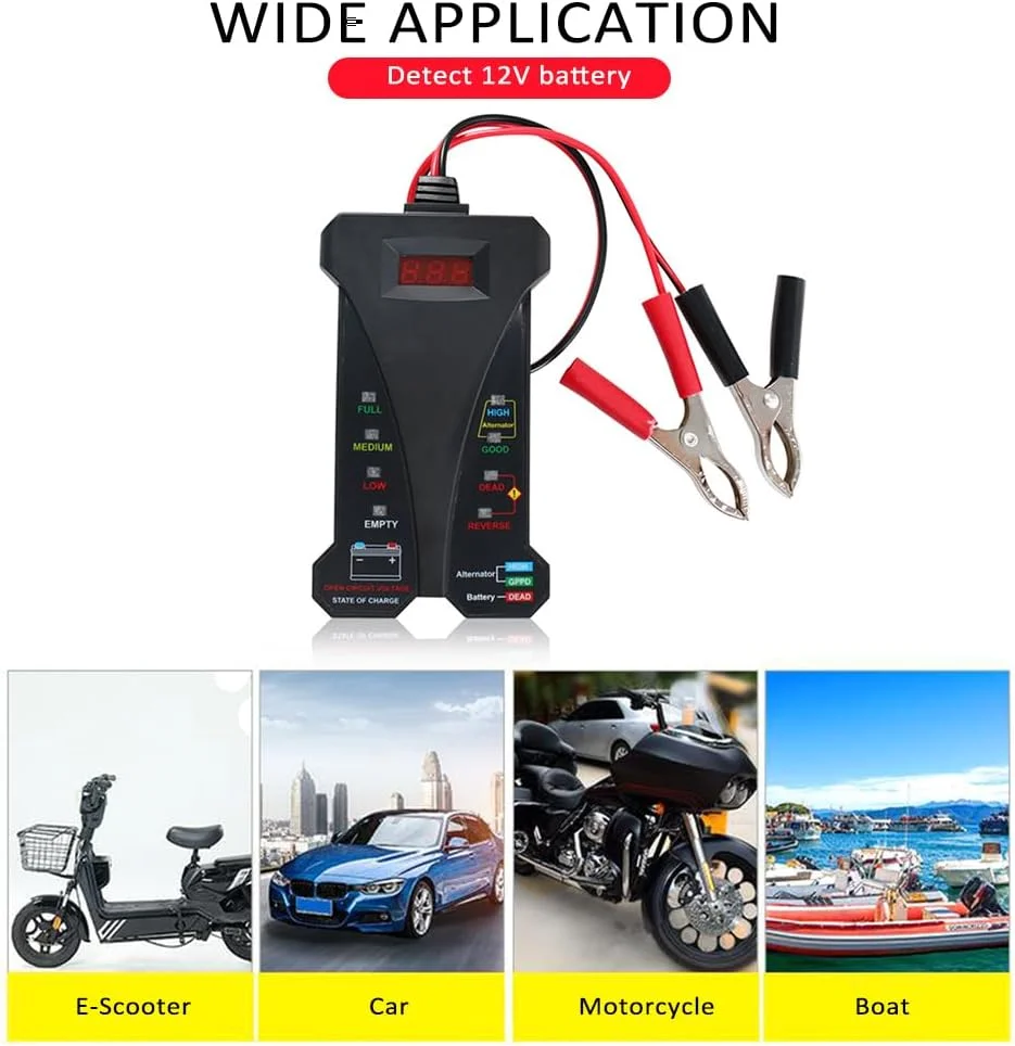 تستر باتری خودرو Eacam، ولت متر دیجیتال 12 ولت و آنالیزور سیستم شارژ با صفحه نمایش LCD برای موتور سیکلت، اسکوتر برقی، قایق، SUV تستر باتری خودرو Eacam، ولت متر دیجیتال 12 ولت و آنالیزور سیستم شارژ با صفحه نمایش LCD برای موتور سیکلت، اسکوتر برقی، قایق، SUV