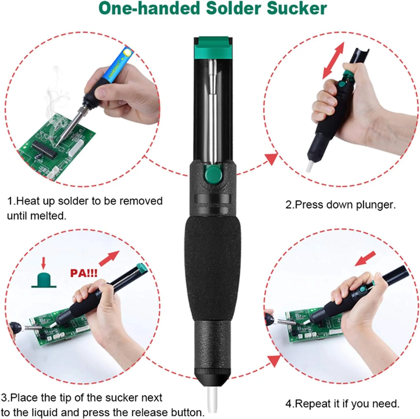 ست ابزار لحیم کاری دیجیتال 90 وات Eacam با قابلیت تنظیم دما 100-480℃ به همراه مولتی متر الکتریکی، پمپ تخلیه قلع و مجموعه ابزار جوشکاری حرفه ای