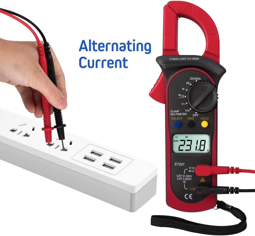 مولتی متر کلمپی دیجیتال Eacam ST201 با 4000 شمارش، آمپرمتر کلمپی، تستر خازن ترانزیستور، تست توان، تست ولتاژ AC/DC خودرو مولتی متر کلمپی دیجیتال Eacam ST201 با 4000 شمارش، آمپرمتر کلمپی، تستر خازن ترانزیستور، تست توان، تست ولتاژ AC/DC خودرو