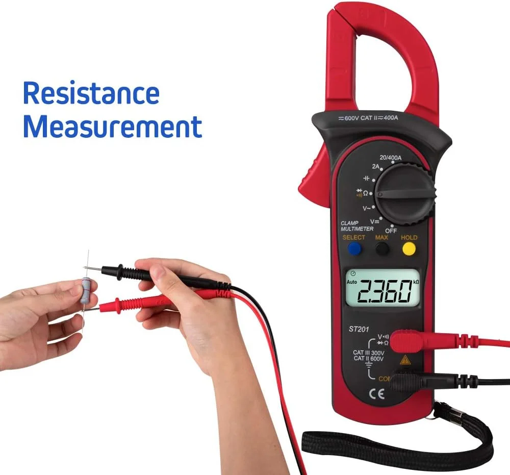 مولتی متر کلمپی دیجیتال Eacam ST201 با 4000 شمارش، آمپرمتر کلمپی، تستر خازن ترانزیستور، تست توان، تست ولتاژ AC/DC خودرو مولتی متر کلمپی دیجیتال Eacam ST201 با 4000 شمارش، آمپرمتر کلمپی، تستر خازن ترانزیستور، تست توان، تست ولتاژ AC/DC خودرو