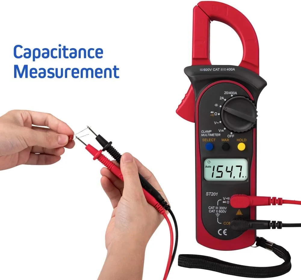 مولتی متر کلمپی دیجیتال Eacam ST201 با 4000 شمارش، آمپرمتر کلمپی، تستر خازن ترانزیستور، تست توان، تست ولتاژ AC/DC خودرو مولتی متر کلمپی دیجیتال Eacam ST201 با 4000 شمارش، آمپرمتر کلمپی، تستر خازن ترانزیستور، تست توان، تست ولتاژ AC/DC خودرو