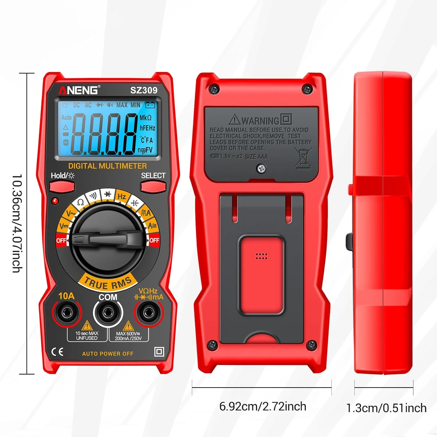 مولتی متر هوشمند Eacam SZ309 با 1999 شمارنده، تستر الکتریکی با دقت بالا، نور پس زمینه LCD، ولت متر AC/DC، آمپرمتر، ابزار برق مولتی متر هوشمند Eacam SZ309 با 1999 شمارنده، تستر الکتریکی با دقت بالا، نور پس زمینه LCD، ولت متر AC/DC، آمپرمتر، ابزار برق