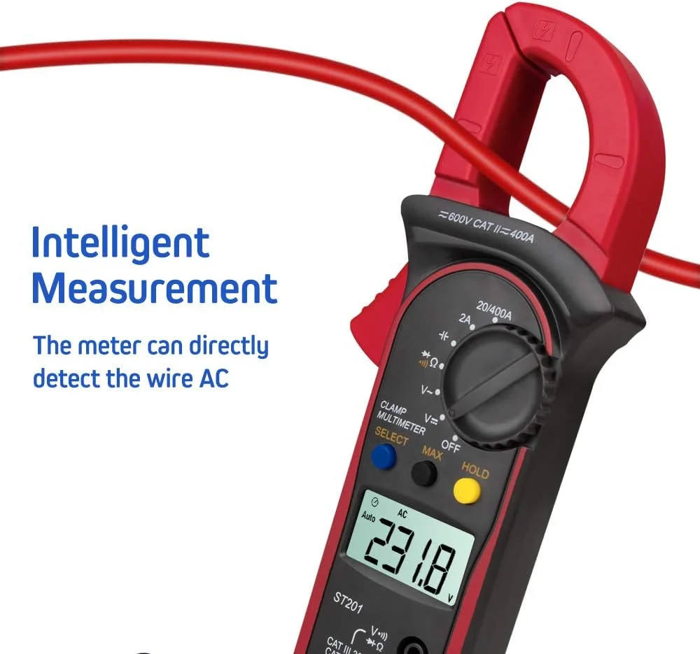 مولتی متر کلمپی دیجیتال Eacam ST201 با 4000 شمارش، آمپرمتر کلمپی، تستر خازن ترانزیستور، تست توان، تست ولتاژ AC/DC خودرو مولتی متر کلمپی دیجیتال Eacam ST201 با 4000 شمارش، آمپرمتر کلمپی، تستر خازن ترانزیستور، تست توان، تست ولتاژ AC/DC خودرو