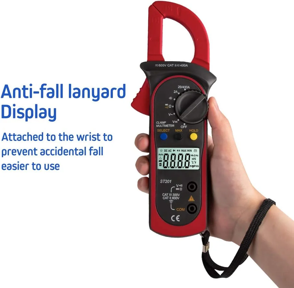 مولتی متر کلمپی دیجیتال Eacam ST201 با 4000 شمارش، آمپرمتر کلمپی، تستر خازن ترانزیستور، تست توان، تست ولتاژ AC/DC خودرو مولتی متر کلمپی دیجیتال Eacam ST201 با 4000 شمارش، آمپرمتر کلمپی، تستر خازن ترانزیستور، تست توان، تست ولتاژ AC/DC خودرو