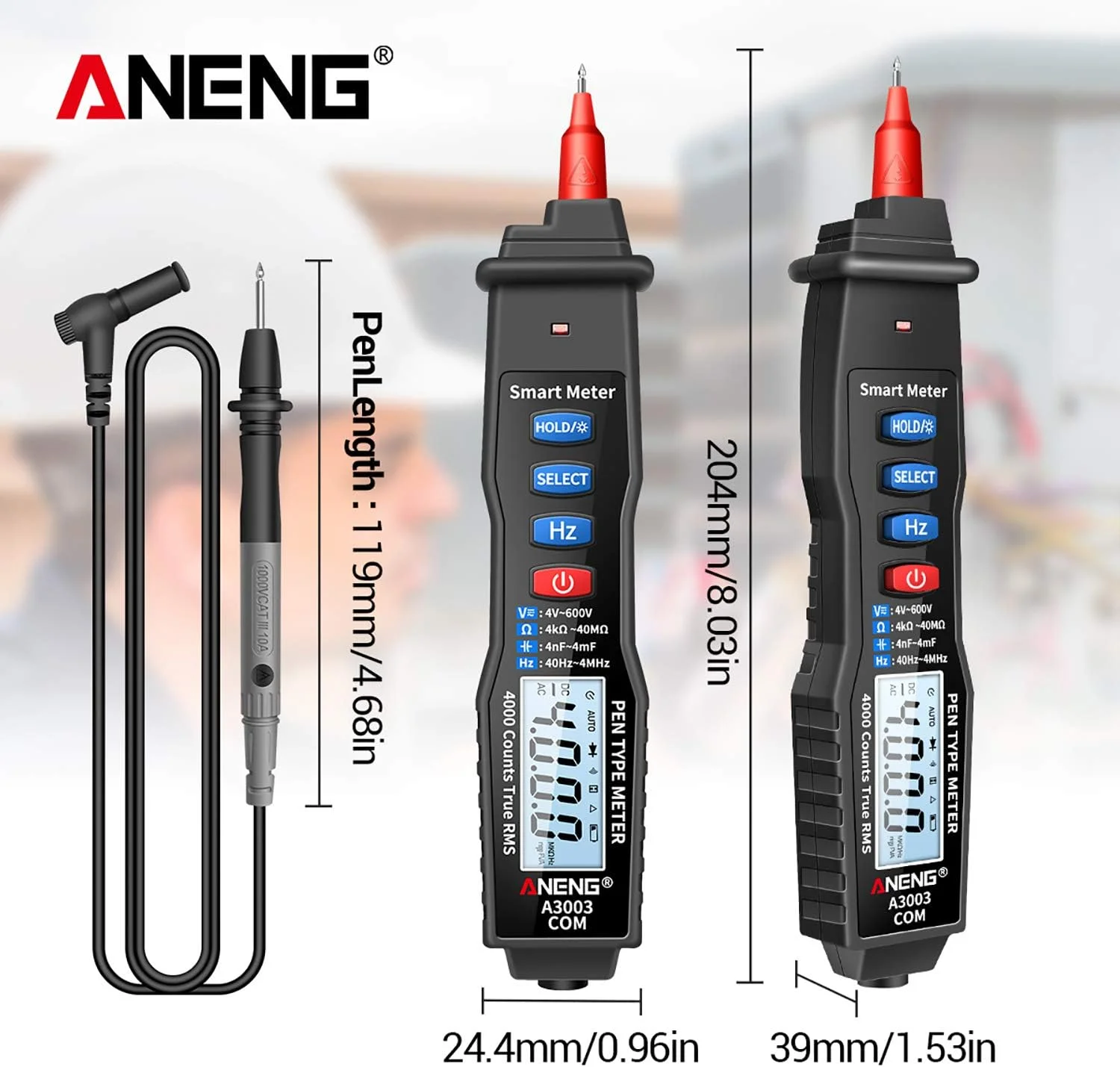 مولتی متر قلمی دیجیتال ZEYUAN NCV AC/DC ولت متر اهم متر مقاومت خازن فرکانس تست سیم برق دار تستر دستی با نور پس زمینه LCD 4000 شمارش با قابلیت نگهداری داده و چراغ قوه مولتی متر قلمی دیجیتال ZEYUAN NCV AC/DC ولت متر اهم متر مقاومت خازن فرکانس تست سیم برق دار تستر دستی با نور پس زمینه LCD 4000 شمارش با قابلیت نگهداری داده و چراغ قوه