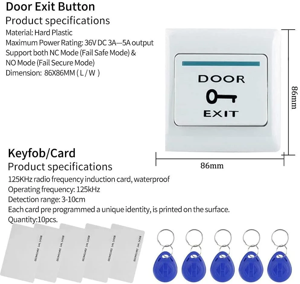 سیستم کنترل دسترسی NVIVN، صفحه کلید کنترل دسترسی ضد آب، پشتیبانی از 1000 کاربر، یک مجموعه کامل سیستم کنترل دسترسی، صفحه کلید + قفل برقی NC + منبع تغذیه + دکمه خروج + 10 عدد جاسوئیچی/کارت سیستم کنترل دسترسی NVIVN، صفحه کلید کنترل دسترسی ضد آب، پشتیبانی از 1000 کاربر، یک مجموعه کامل سیستم کنترل دسترسی، صفحه کلید + قفل برقی NC + منبع تغذیه + دکمه خروج + 10 عدد جاسوئیچی/کارت