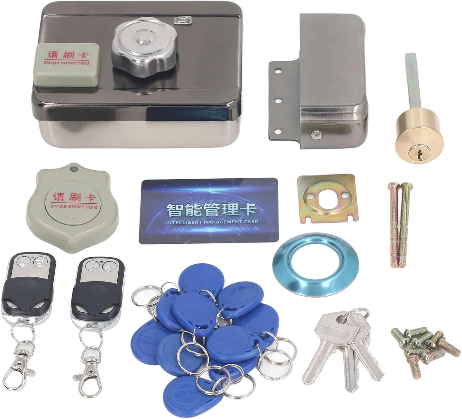 قفل زبانه ای الکترونیکی بدون کلید، کیت فولادی ضد زنگ با 2 کنترل از راه دور، کنترل دسترسی قفل زبانه ای هوشمند برای خانه، هتل، آپارتمان قفل زبانه ای الکترونیکی بدون کلید، کیت فولادی ضد زنگ با 2 کنترل از راه دور، کنترل دسترسی قفل زبانه ای هوشمند برای خانه، هتل، آپارتمان