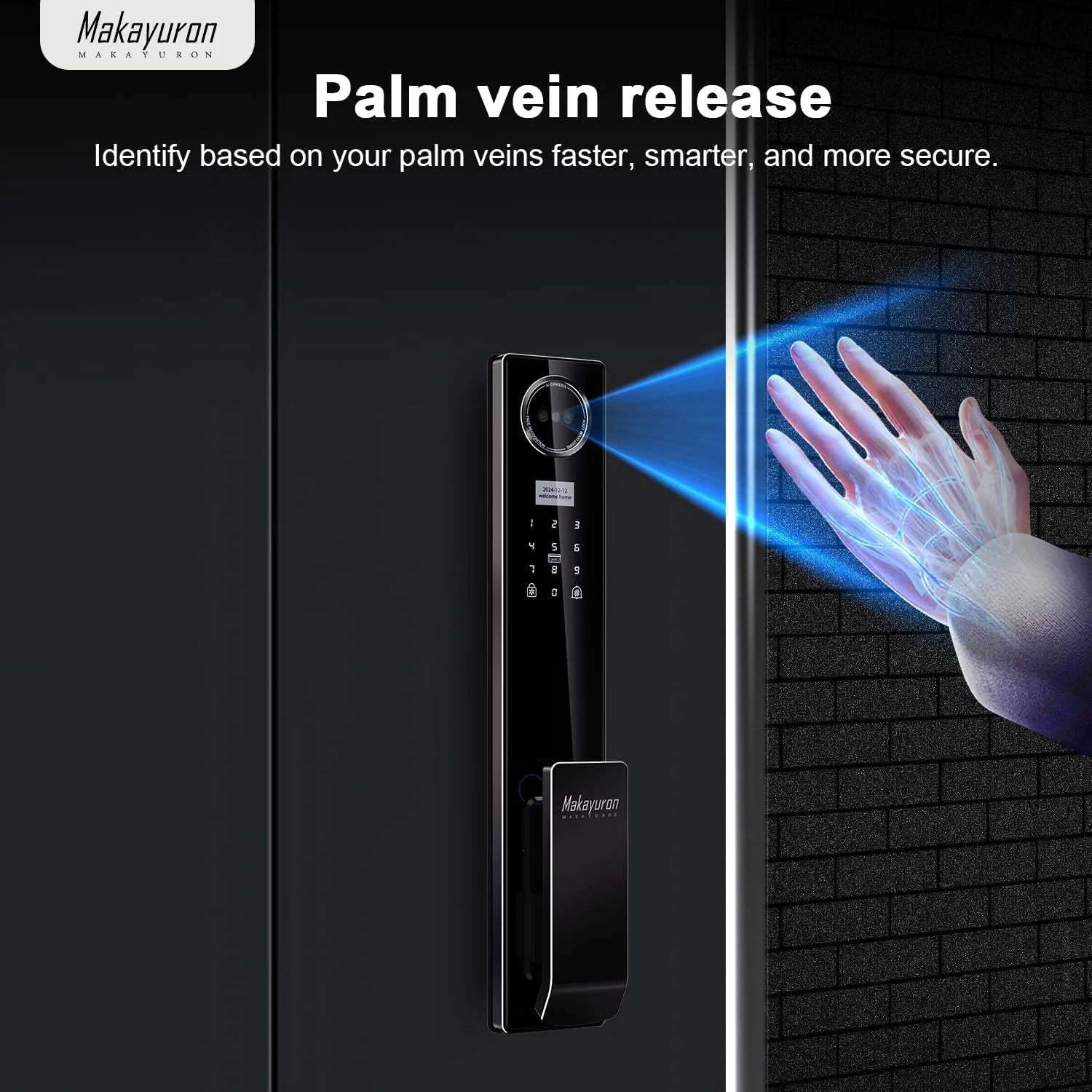 قفل درب هوشمند وای فای تمام آلومینیومی CNC Makayuron با باتری 5000 میلی آمپر ساعت، پشتیبانی از روش های باز کردن قفل متعدد مانند تشخیص چهره، اثر انگشت، کف دست، رمز عبور، برنامه Tuya، به همراه مورتز 6068 (D1proU، مشکی) قفل درب هوشمند وای فای تمام آلومینیومی CNC Makayuron با باتری 5000 میلی آمپر ساعت، پشتیبانی از روش های باز کردن قفل متعدد مانند تشخیص چهره، اثر انگشت، کف دست، رمز عبور، برنامه Tuya، به همراه مورتز 6068 (D1proU، مشکی)
