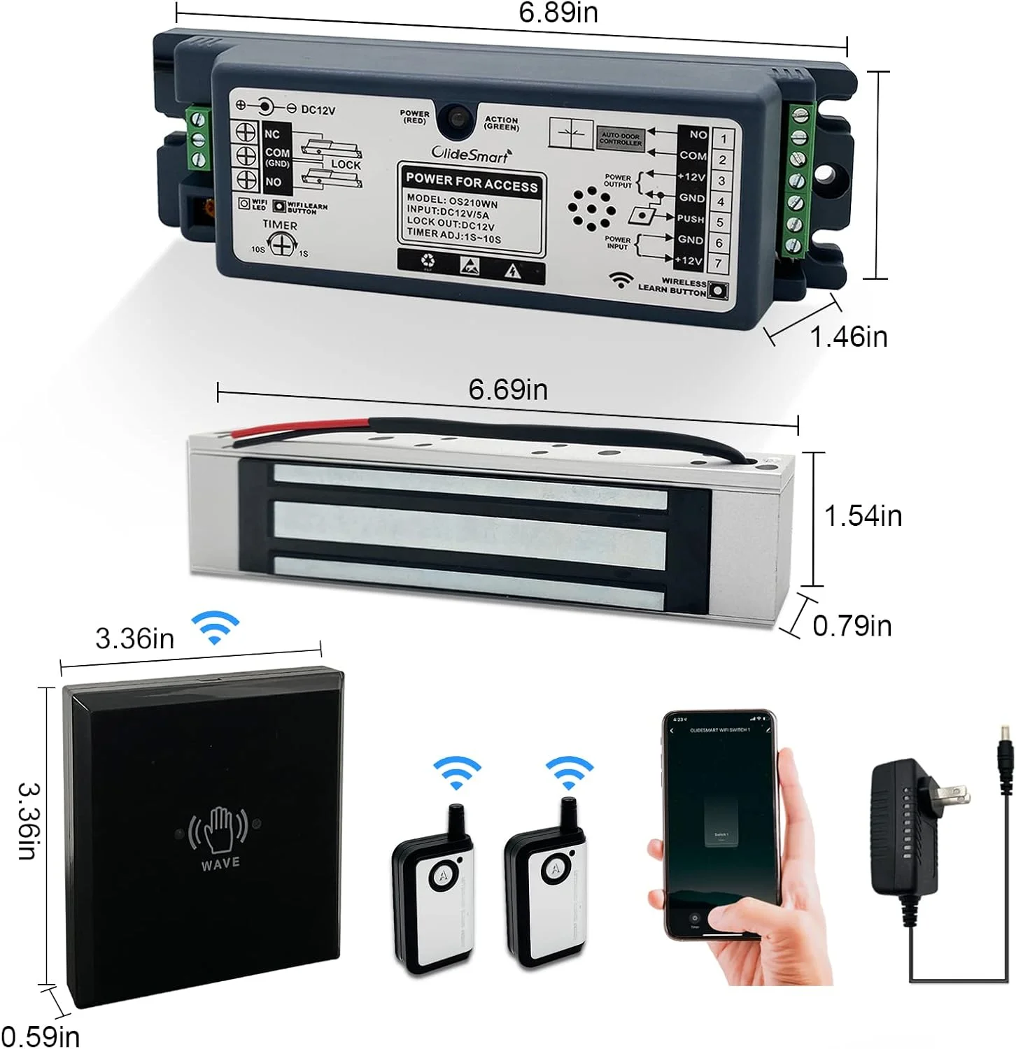 کیت سیستم قفل درب مغناطیسی برقی با نیروی نگهداری 400 پوندی با کنترل از راه دور و برنامه تلفن هوشمند، همراه با سوئیچ حسگر بی سیم و بدون لمس کیت سیستم قفل درب مغناطیسی برقی با نیروی نگهداری 400 پوندی با کنترل از راه دور و برنامه تلفن هوشمند، همراه با سوئیچ حسگر بی سیم و بدون لمس